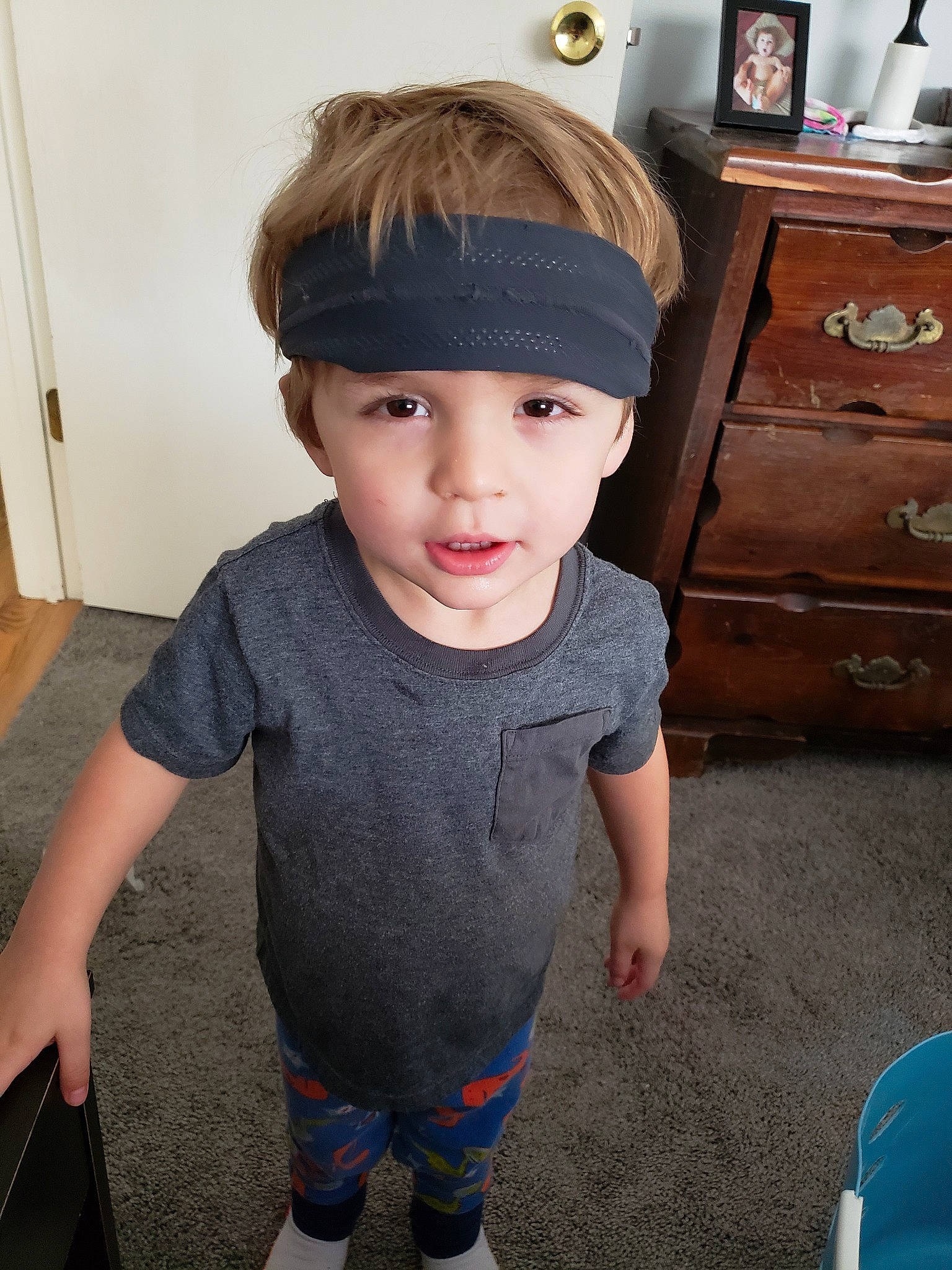 Darren joined the competition — help win amazing prizes! baseball_cap, bowl_cut, cap, child, clothing, cool, fashion_accessory, hat, head, headgear, male, person, sleeve, smile, t_shirt, toddler