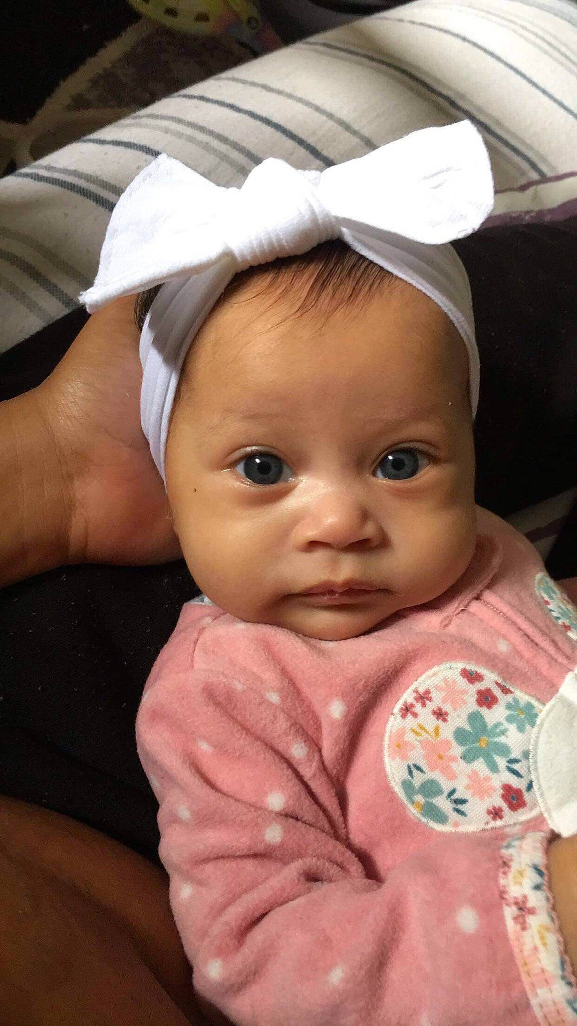 Jaliyah joined the competition — help win amazing prizes! baby, baby_toddler_clothing, cheek, child, chin, comfort, eye, eyebrow, eyelash, gesture, happy, human_body, lip, mouth, no_expression, nose, person, skin, smile, thumb