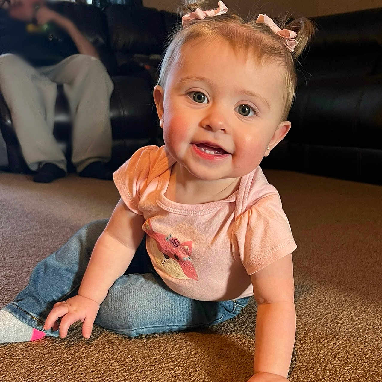 Payton joined the competition — help win amazing prizes! baby, babycrawling, clothing, crawling, face, head, pants, person, photography, portrait, sitting, sleeve