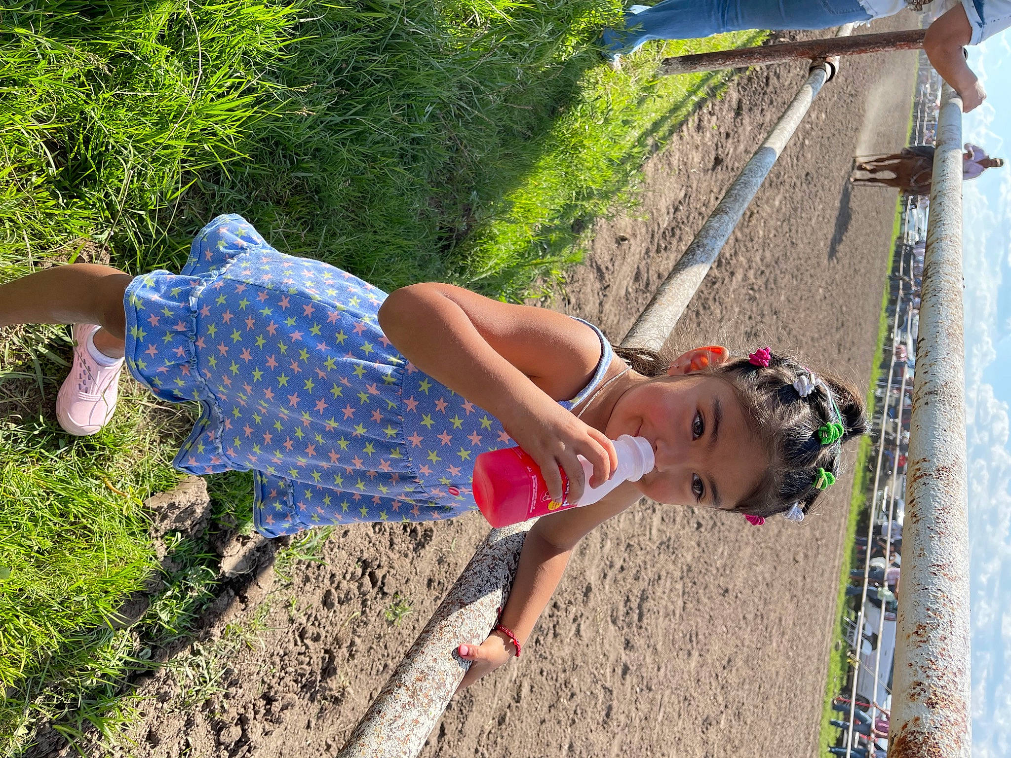Layla Naomii joined the competition — help win amazing prizes! dress, electric_blue, fun, grass, green, happy, human_leg, landscape, leisure, people_in_nature, person, plant, recreation, sandal, shadow, summer, thigh, toddler, tree, water