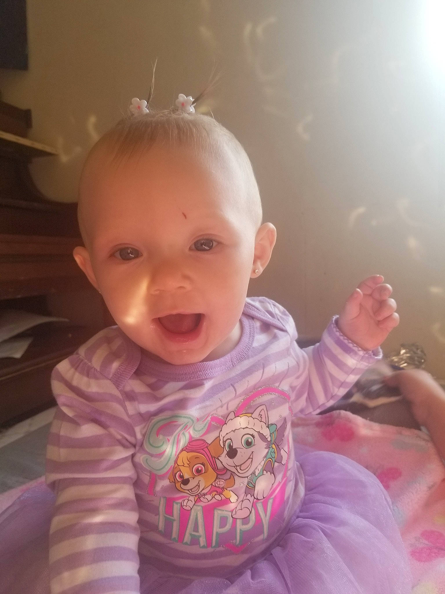 Oaklynn is registered to the contest to win money with this photo: baby, cheek, child, ear, eye, face, fun, happy, head, mouth, nose, person, pink, play, product, sitting, skin, smile, toddler