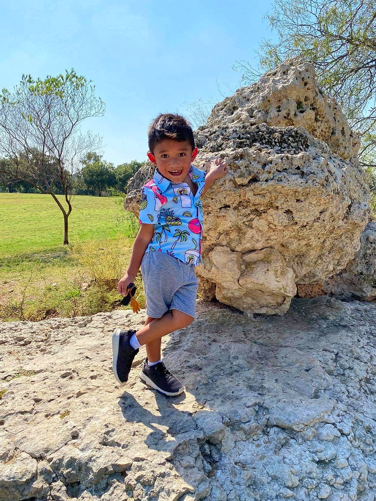 Gregson joined the competition — help win amazing prizes! active_shorts, baby_toddler_clothing, bedrock, bermuda_shorts, boulder, footwear, joy, leg, outcrop, outdoor_shoe, person, play, shoe, shorts, sneakers, sock, spring, sweatpant, t_shirt, toddler