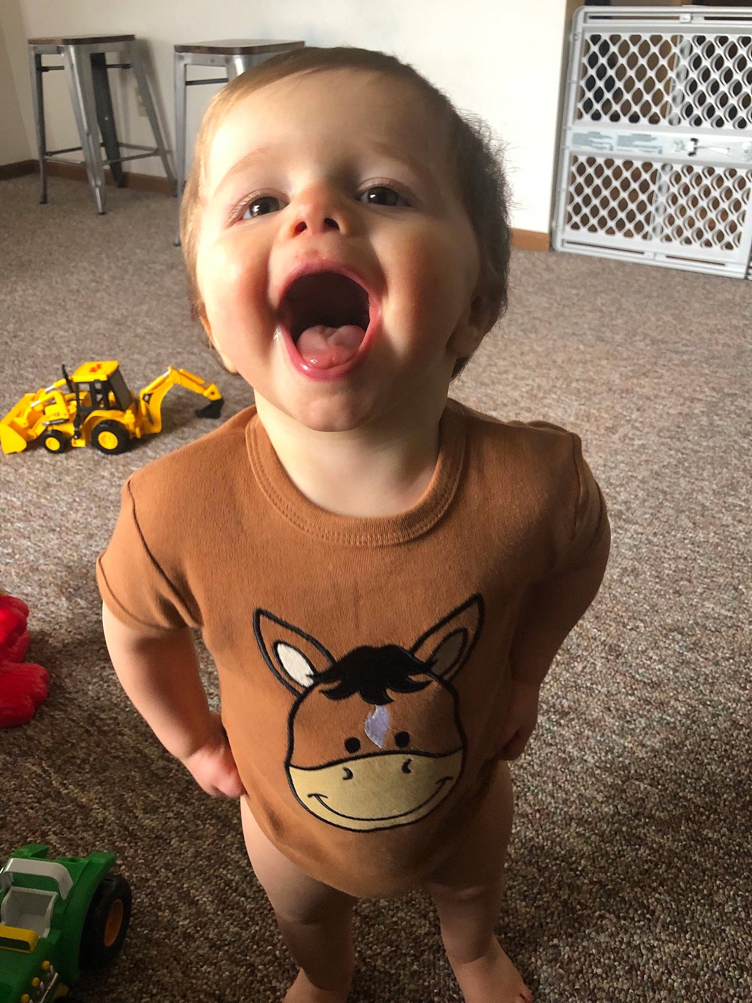 Tate joined the competition — help win amazing prizes! baby, cheek, child, cool, face, facial_expression, fun, happy, head, laugh, mouth, neck, nose, organ, person, skin, sleeve, smile, t_shirt, toddler