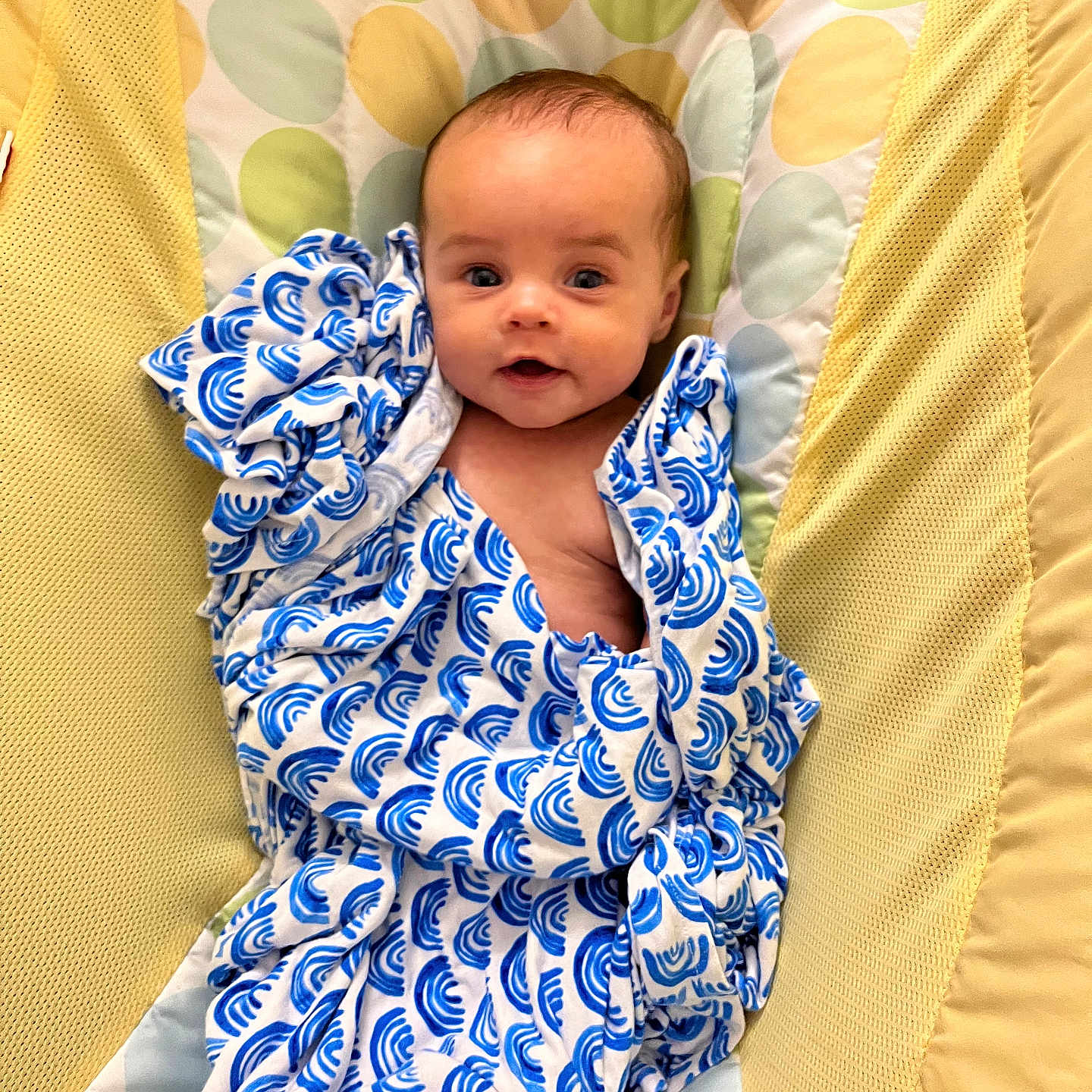 Hayes joined the competition — help win amazing prizes! baby, bed, bedroom, blanket, couch, cradle, crib, cushion, face, furniture, head, homedecor, indoors, infantbed, newborn, pattern, person, photography, portrait, quilt