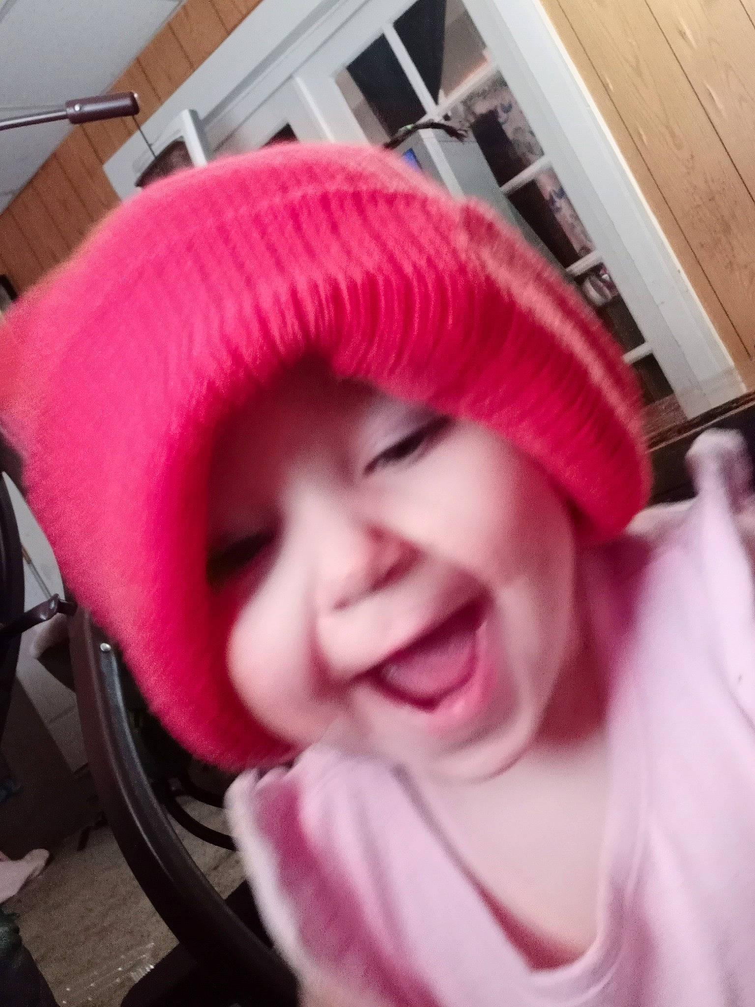 Lylah joined the competition — help win amazing prizes! baby, cap, cheek, ear, eyelash, happy, hat, headgear, headwear, lip, magenta, mouth, nose, organ, person, pink, product, purple, selfie, skin
