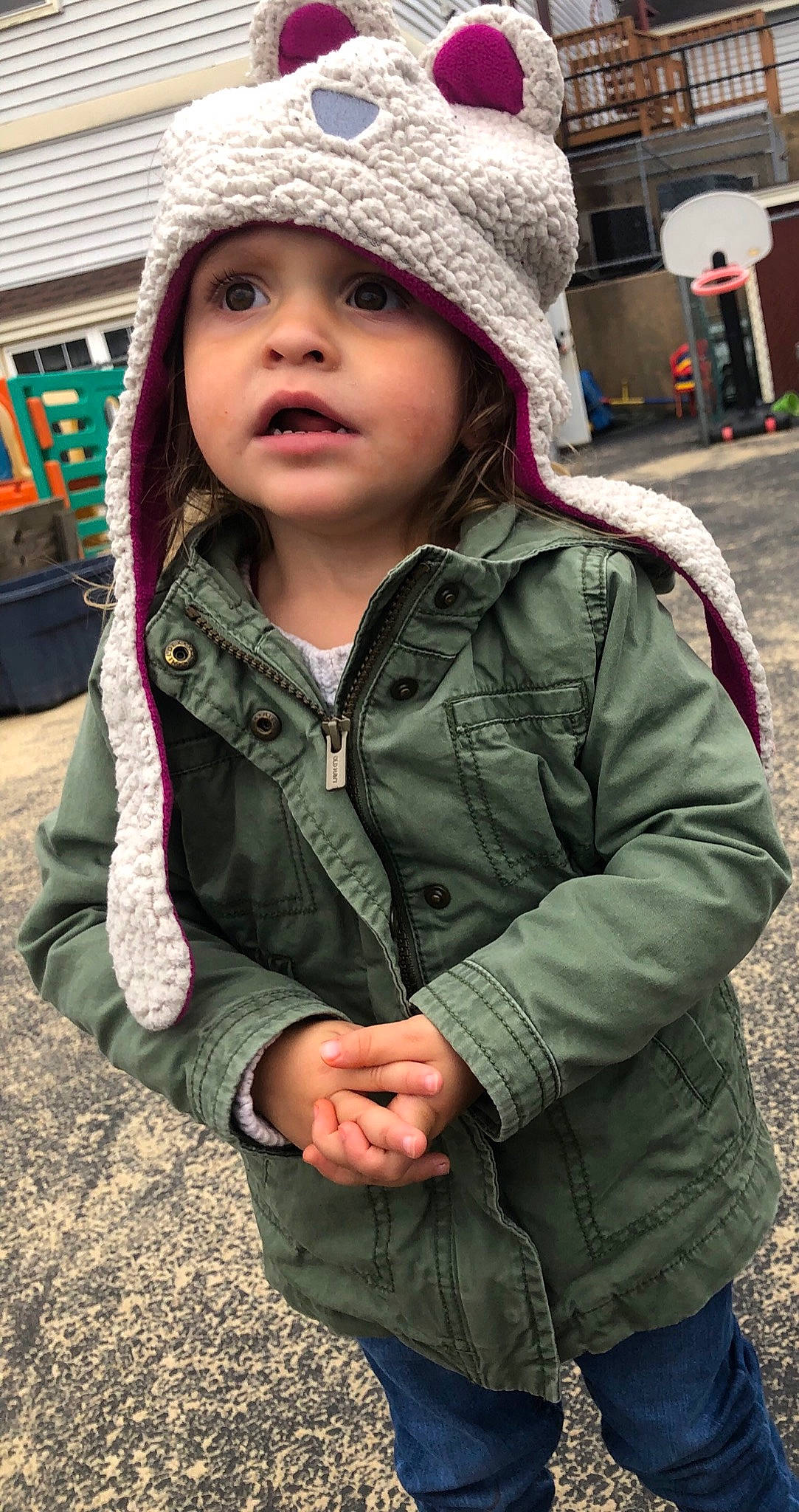 Annelies Victoria joined the competition — help win amazing prizes! cap, child, cool, hat, headgear, headwear, jacket, knit_cap, outerwear, person, sleeve, smile, surprise, toddler
