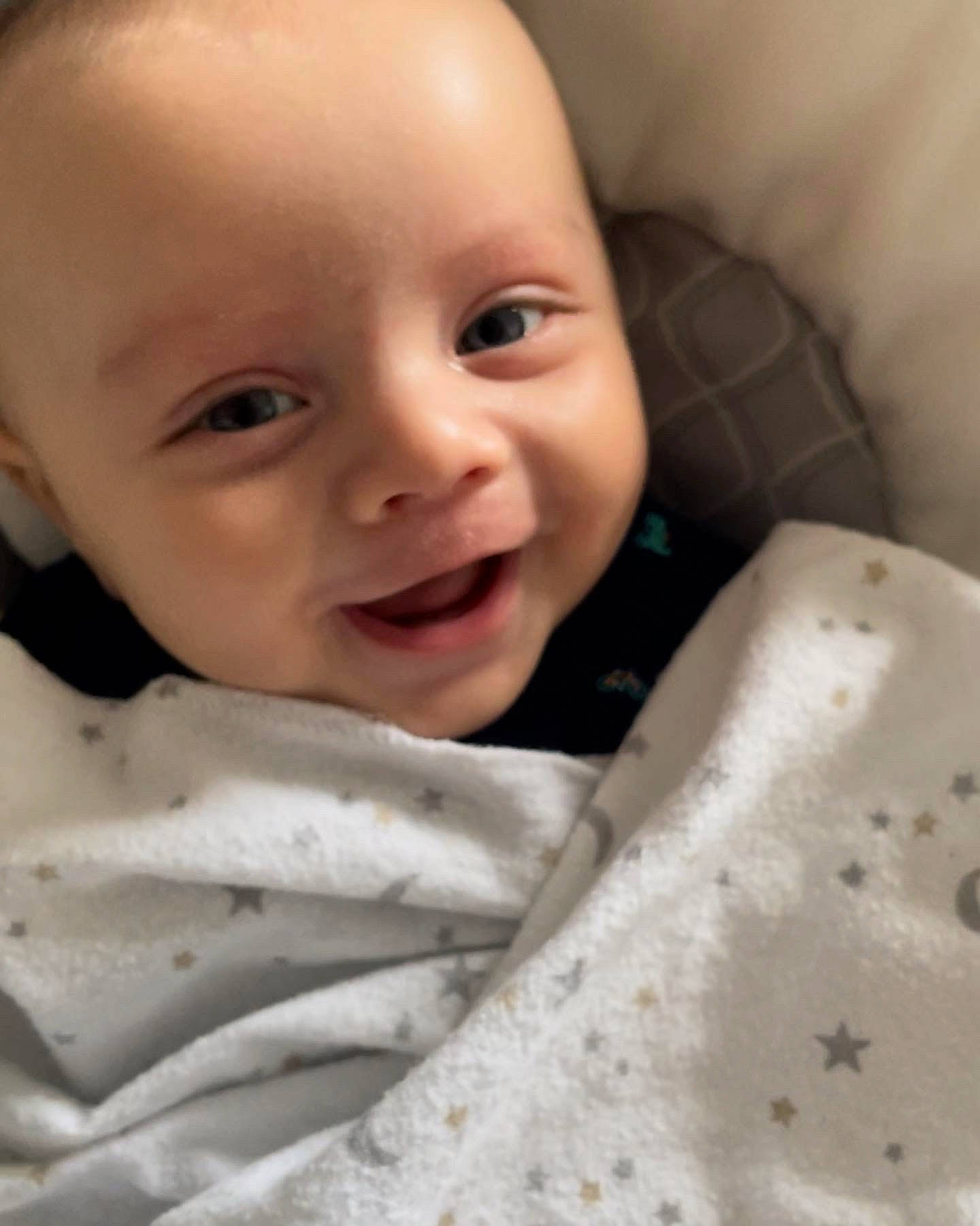 Ares joined the competition — help win amazing prizes! baby, baby_toddler_clothing, cheek, child, chin, comfort, eye, eyebrow, happy, iris, laugh, linens, lip, monochrome, monochrome_photography, nose, person, skin, sleeve, smile