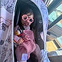 Chloe joined the competition — help win amazing prizes! baby, infant, child, car_seat, sunglasses, pacifier, blanket, soft_toy, canopy, seatbelt, car_interior, car_window, car_door, reflection, floral_pattern, pink_color, portrait, hand, cute, sunlight