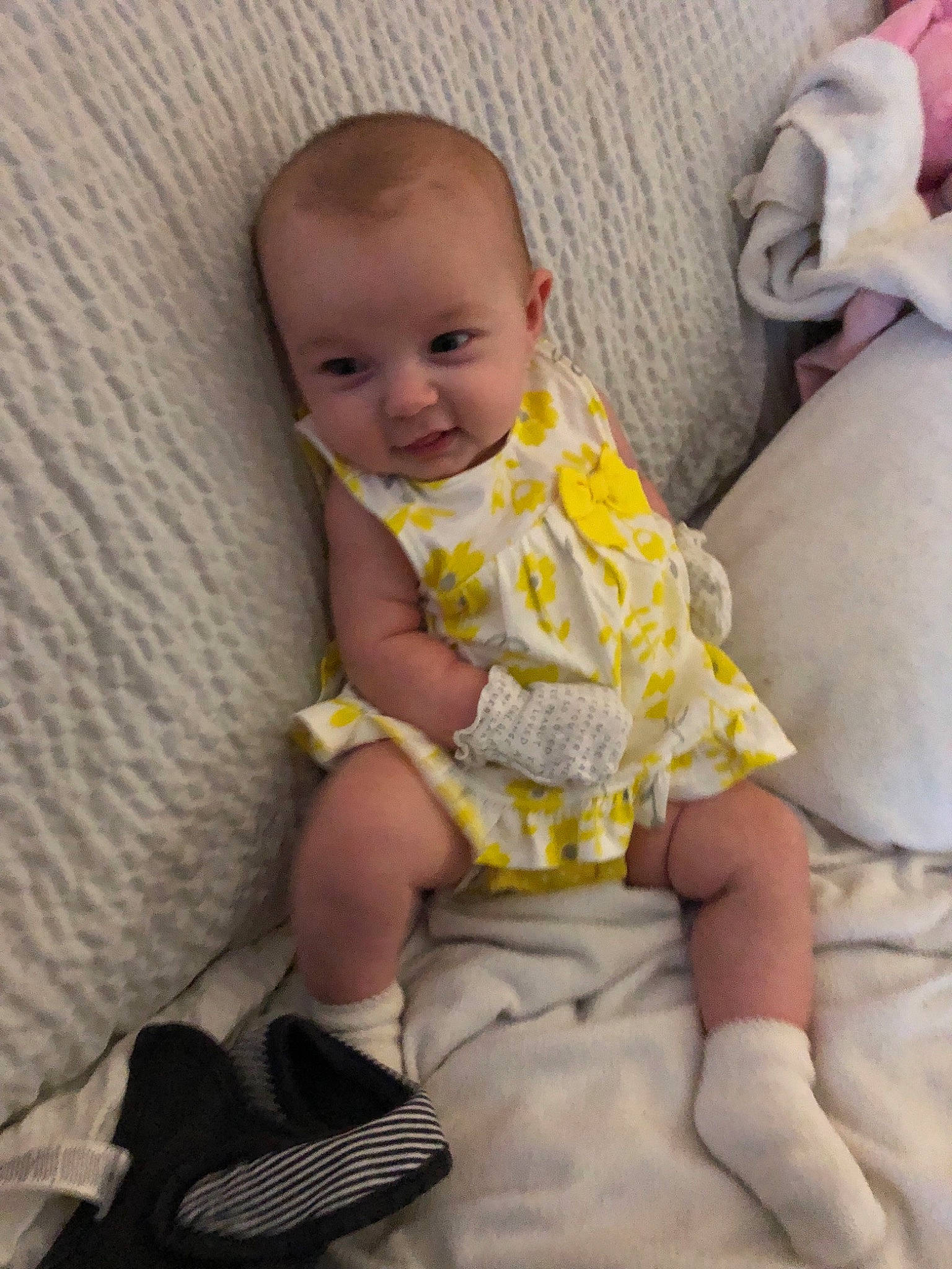 Laila joined the competition — help win amazing prizes! baby, baby_toddler_clothing, child, person, skin, toddler, yellow