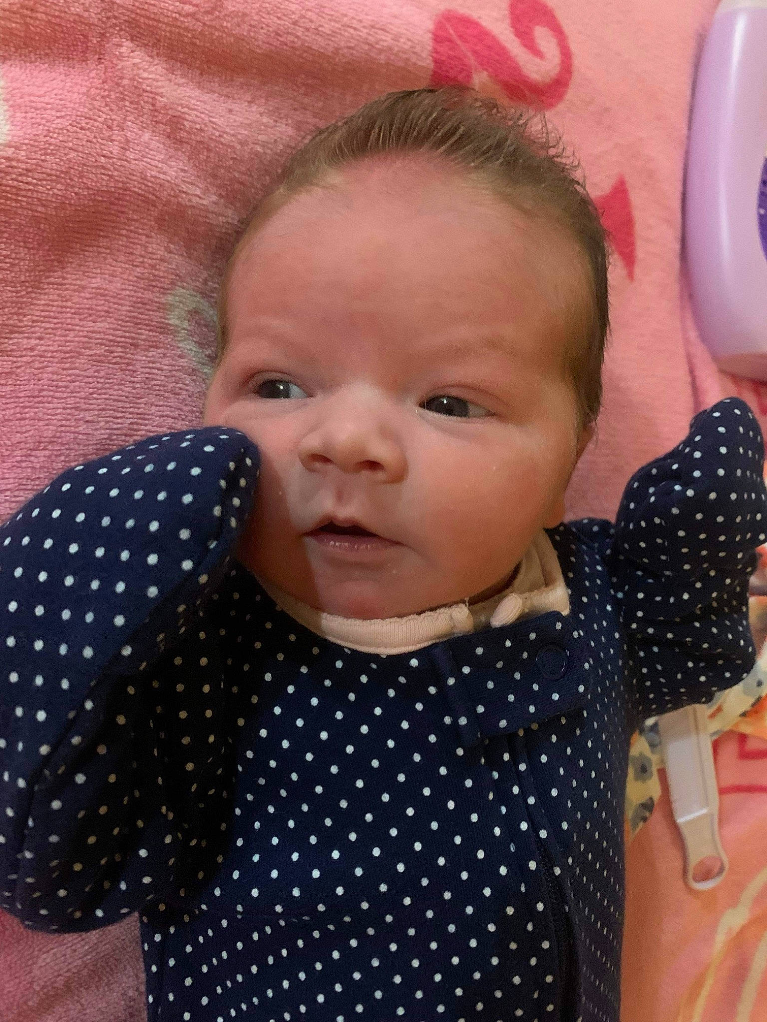 Mariana is registered to the contest to win money with this photo: baby, baby_products, baby_toddler_clothing, cheek, child, chin, eyelash, facial_expression, finger, happy, head, lip, nail, neck, nose, pattern, person, skin, sleeve, textile