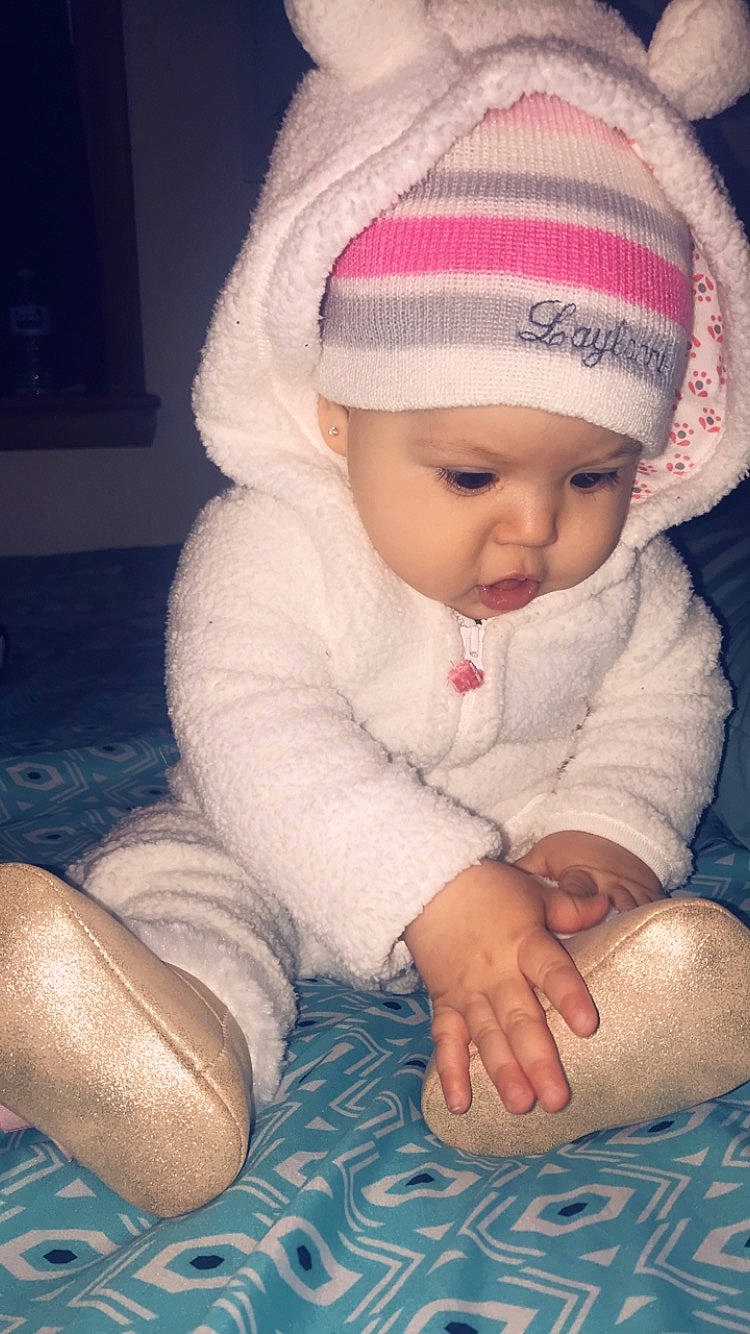 Laylanni joined the competition — help win amazing prizes! baby, baby_sleeping, cheek, child, eye, face, head, headgear, headwear, knitting, lip, nose, person, pink, sitting, skin, smile, toddler