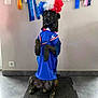 Patrovite a rejoint le concours — aidez-le/la à gagner de superbes lots ! dog, blue_jersey, wig, red_white_blue, ribbons, wall, indoor, pet, costume, celebration, proud, animal, mat, floor, sitting, portrait, funny, cute, brown, black