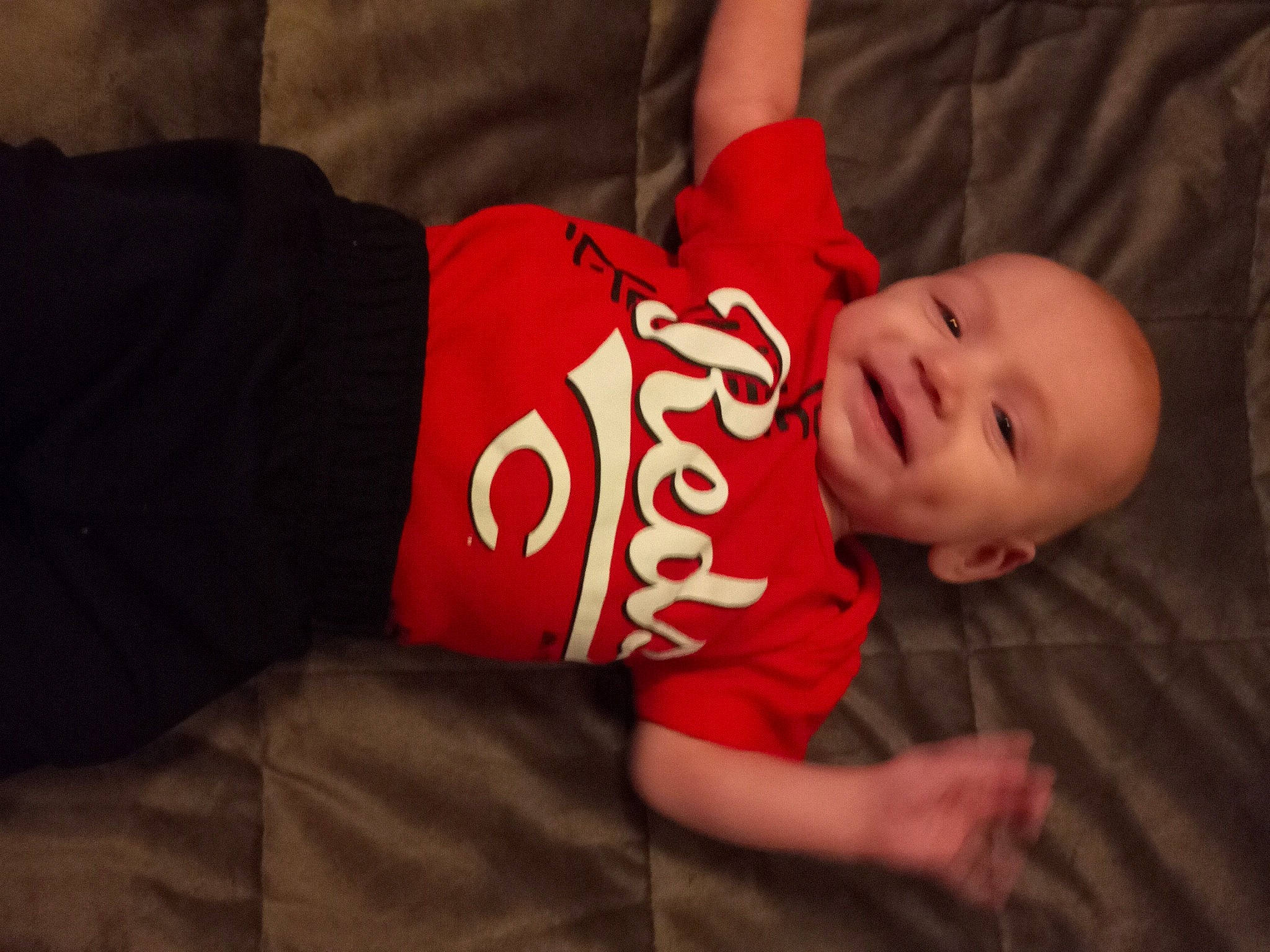 Chad joined the competition — help win amazing prizes! arm, baby, baby_toddler_clothing, carmine, cheek, comfort, elbow, finger, flash_photography, flooring, fun, happy, headgear, human_body, person, sitting, sleeve, t_shirt, toddler, tree