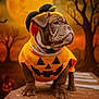 Martini joined the competition — help win amazing prizes! bulldog, puppy, dog, costume, pumpkin, halloween, full_moon, bats, wooden_surface, orange, cute, spooky, fall, seasonal, pet, animal, outdoor, decor, festive, portrait