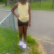 Aliyah joined the competition — help win amazing prizes! child, clothing, face, female, fence, girl, grass, head, nature, outdoors, park, path, person, photography, plant, portrait, shorts, standing, summer, walking