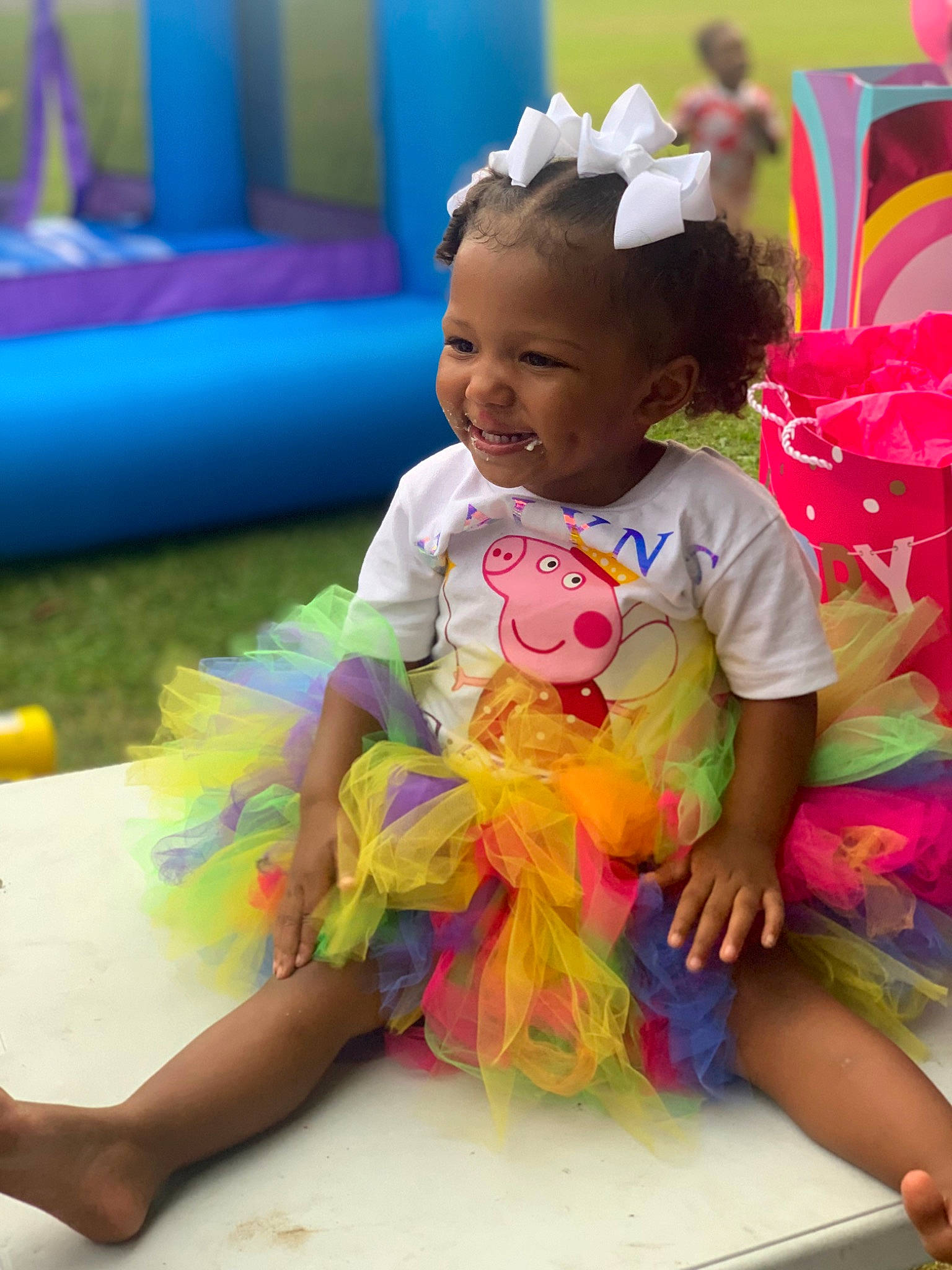Kalyn joined the competition — help win amazing prizes! baby, baby_toddler_clothing, child, event, face, fun, happy, leisure, magenta, party, party_supply, person, pink, play, product, recreation, sitting, smile, snapshot, toddler