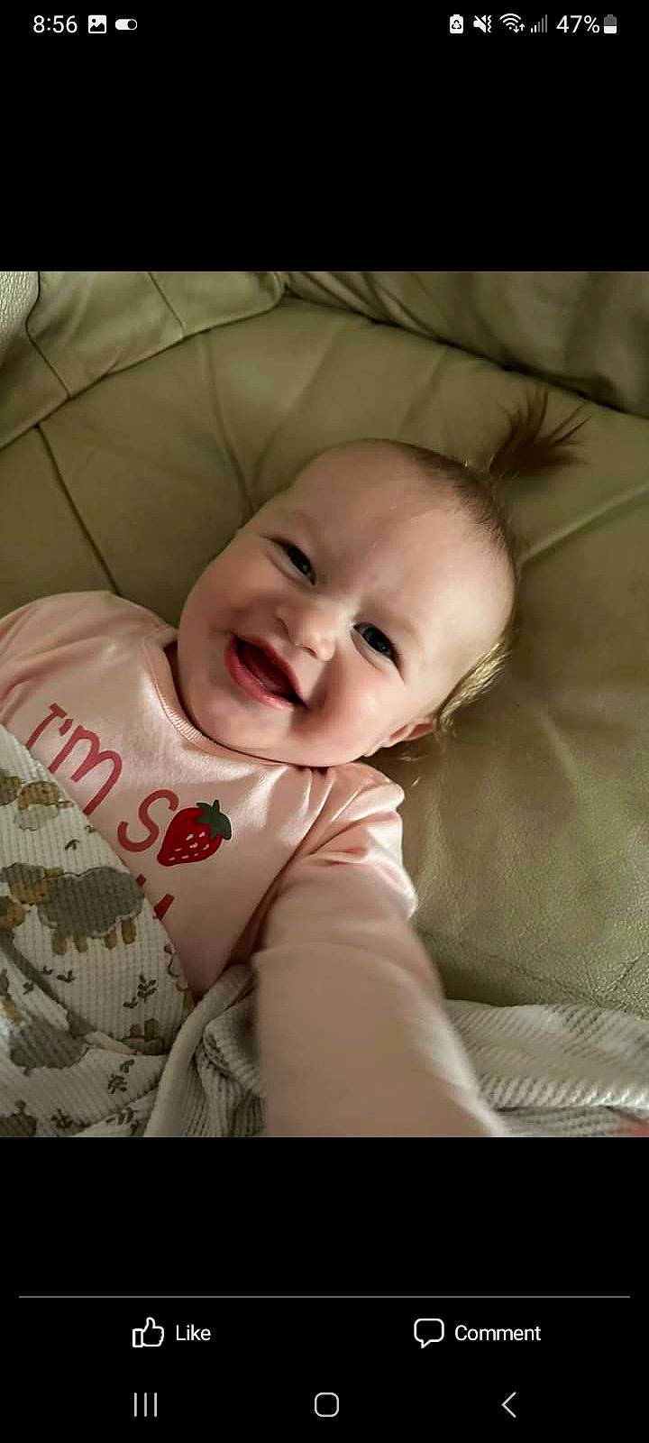 Isabella is registered to the contest to win money with this photo: baby, baby_toddler_clothing, carmine, cheek, child, comfort, eyebrow, face, flash_photography, fun, grass, happy, joy, laugh, linens, person, portrait_photography, sitting, skin, sleeve