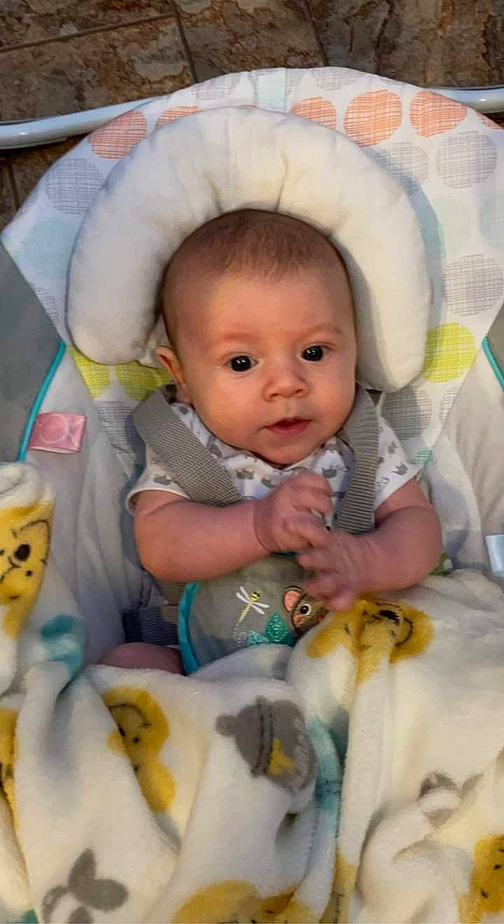 Kylar joined the competition — help win amazing prizes! baby, baby_carriage, baby_toddler_clothing, beauty, cheek, child, chin, comfort, eye, face, facial_expression, head, human, iris, linens, people, person, product, skin, textile