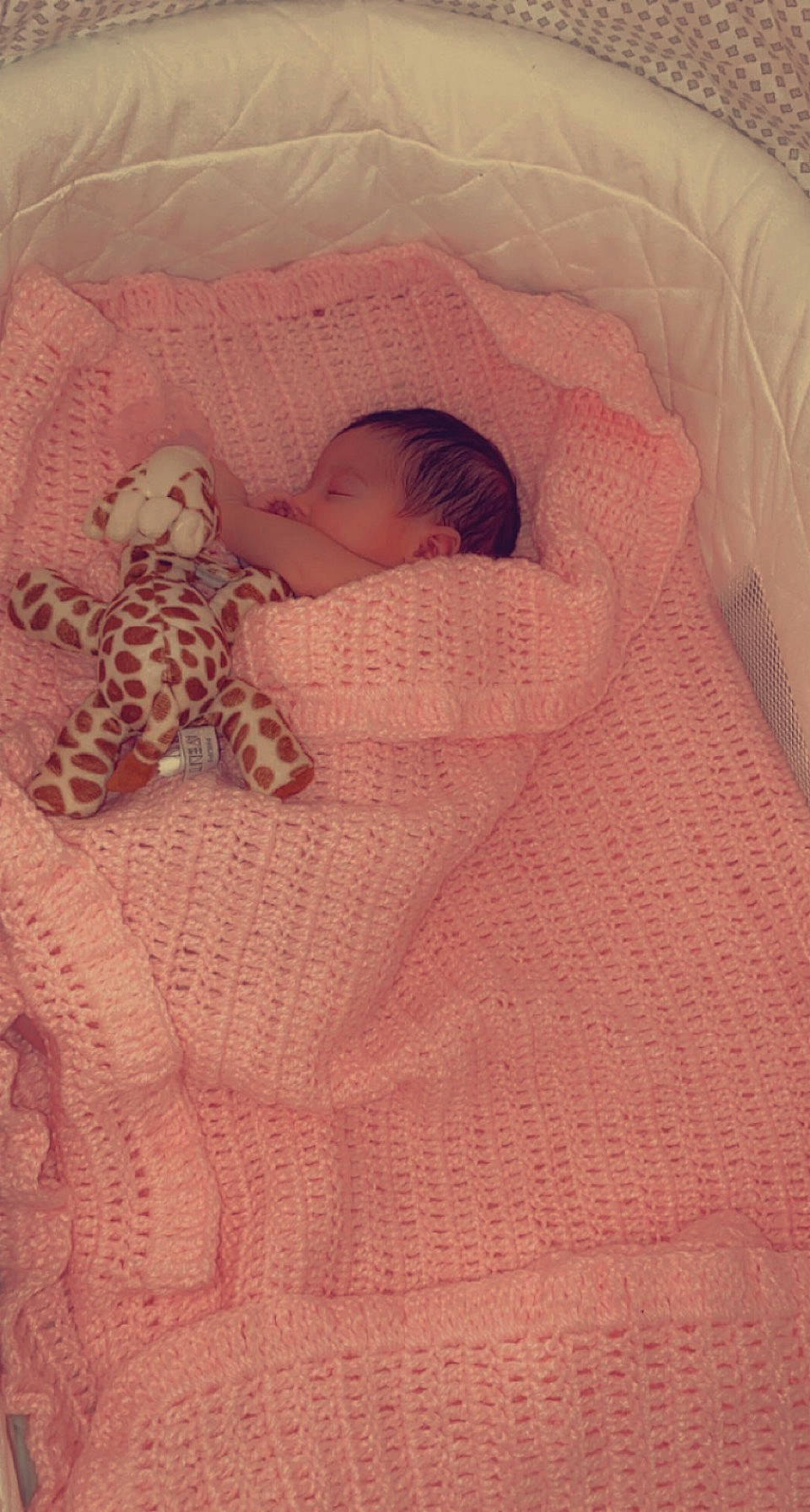 Riyah is registered to the contest to win money with this photo: baby, baby_products, baby_safety, baby_sleeping, baby_toddler_clothing, bed, bedding, bedtime, child, comfort, head, infant_bed, linens, nap, person, pink, skin, sleep, sleeve, textile