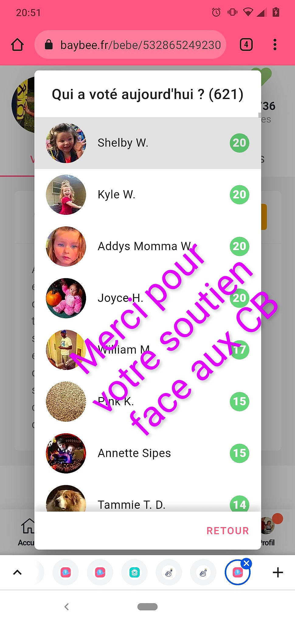 Emmy a rejoint le concours — aidez-le/la à gagner de superbes lots ! advertising, cellular_network, circle, communication_device, design, font, gadget, happy, joy, magenta, material_property, mobile_device, multimedia, number, person, portable_communications_device, product, purple, screenshot, software