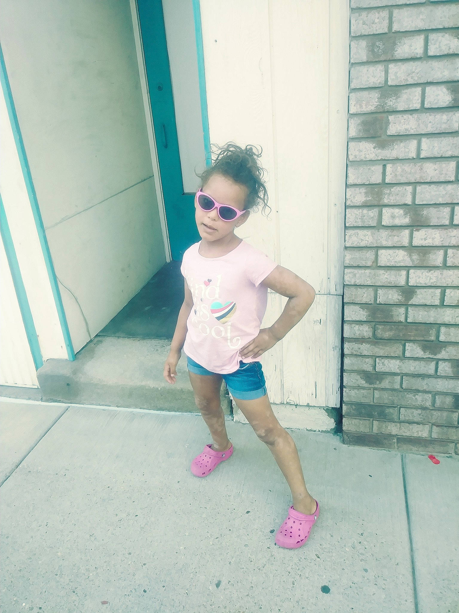 Payton joined the competition — help win amazing prizes! child, cool, eyewear, footwear, glasses, leg, person, photography, pink, shoe, shoulder, skin, smile, snapshot, standing, summer, sunglasses, toddler, vacation, vision_care