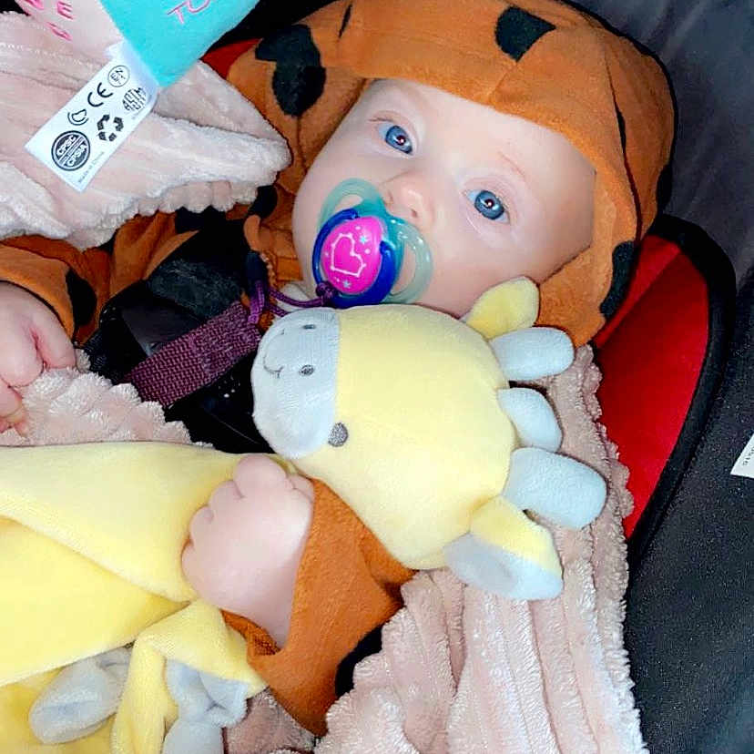 Maci is registered to the contest to win money with this photo: baby_products, baby_toys, child, comfort, doll, finger, lap, pink, plastic, plush, product, room, souvenir, stuffed_toy, teddy_bear, textile, toy
