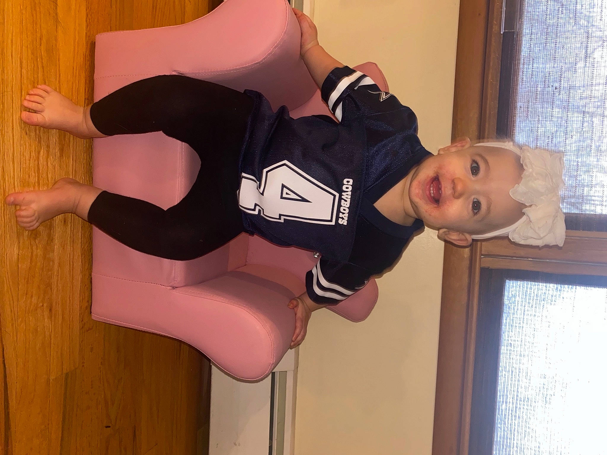 Ellianna joined the competition — help win amazing prizes! abdomen, calf, elbow, foot, fun, hip, human_leg, knee, leg, person, sleeve, smile, sock, sportswear, standing, thigh, toddler, trunk, waist, wood
