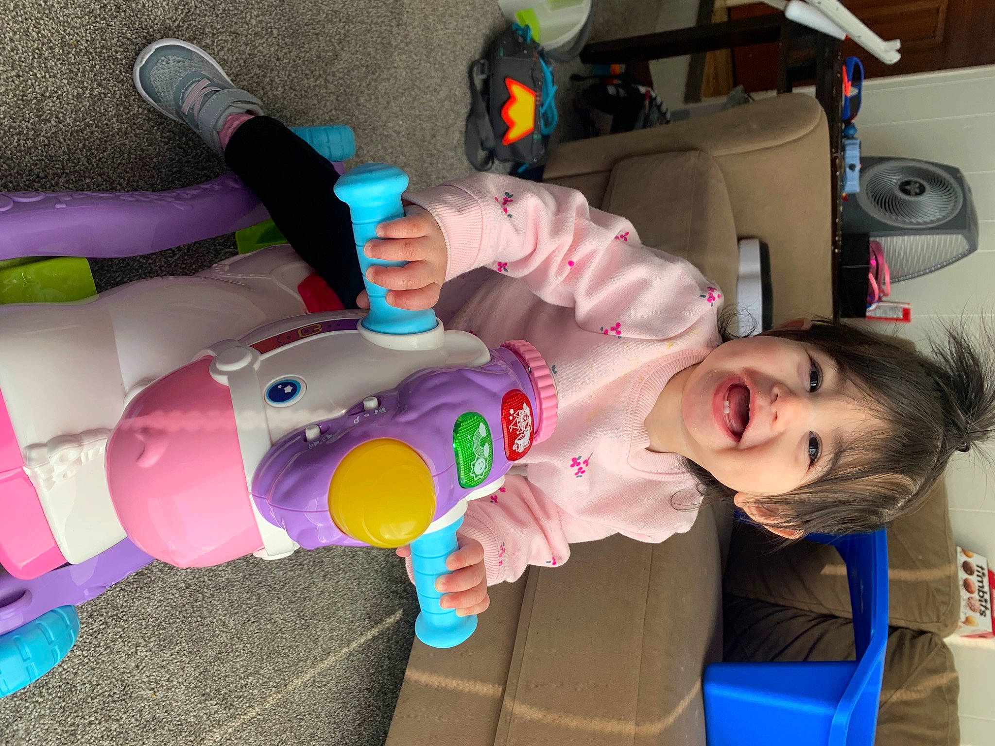 Anneliese joined the competition — help win amazing prizes! baby, baby_products, baby_toddler_clothing, baby_toys, bottle, child, fun, happy, home_appliance, kitchen_appliance, party_supply, person, plastic, plastic_bottle, play, room, smile, stuffed_toy, toddler, toy