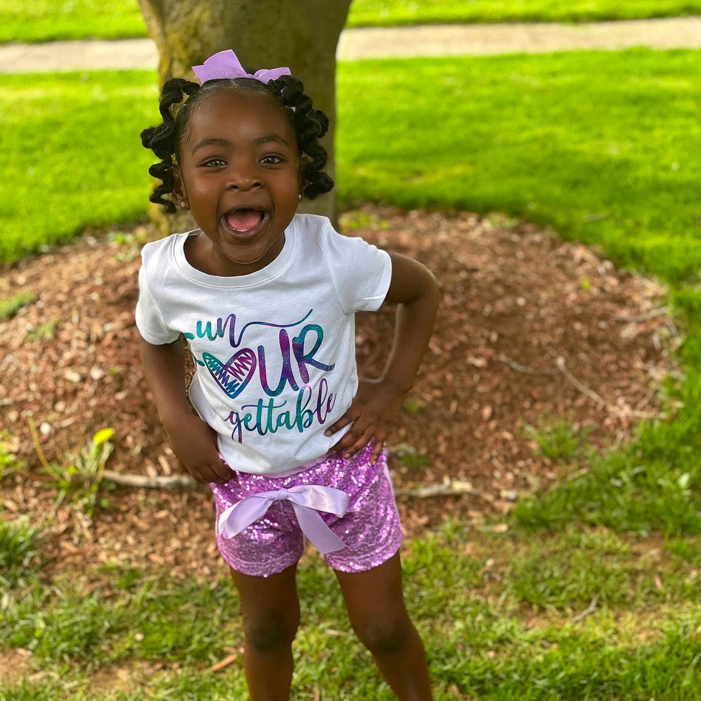 Kaliyah joined the competition — help win amazing prizes! backyard, child, clothing, face, female, girl, grass, head, lawn, nature, outdoors, park, person, photography, plant, portrait, shorts, summer, t_shirt, yard