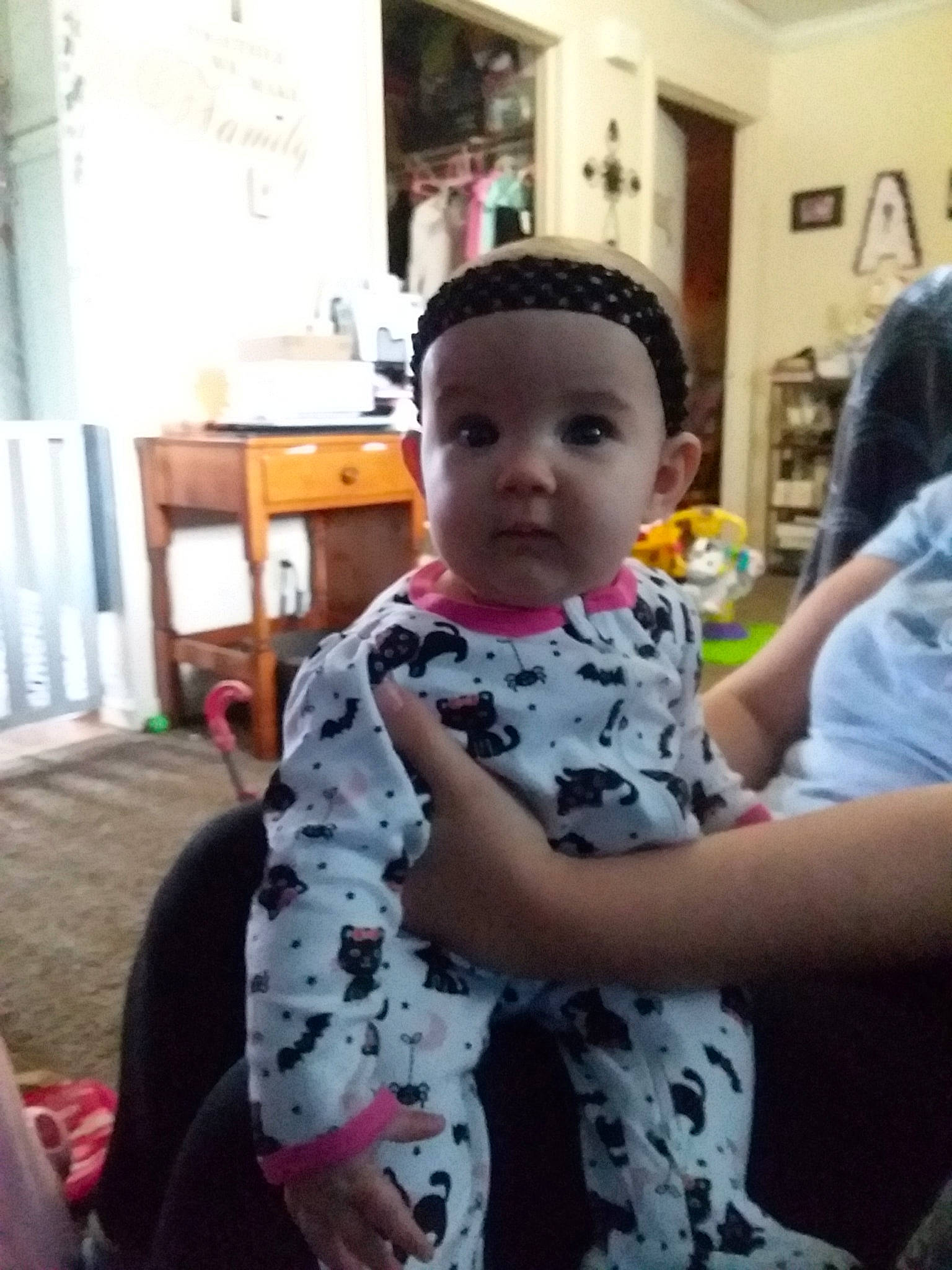 Alaina is registered to the contest to win money with this photo: baby, black_hair, cheek, child, cool, daughter, ear, head, nose, person, skin, smile, toddler