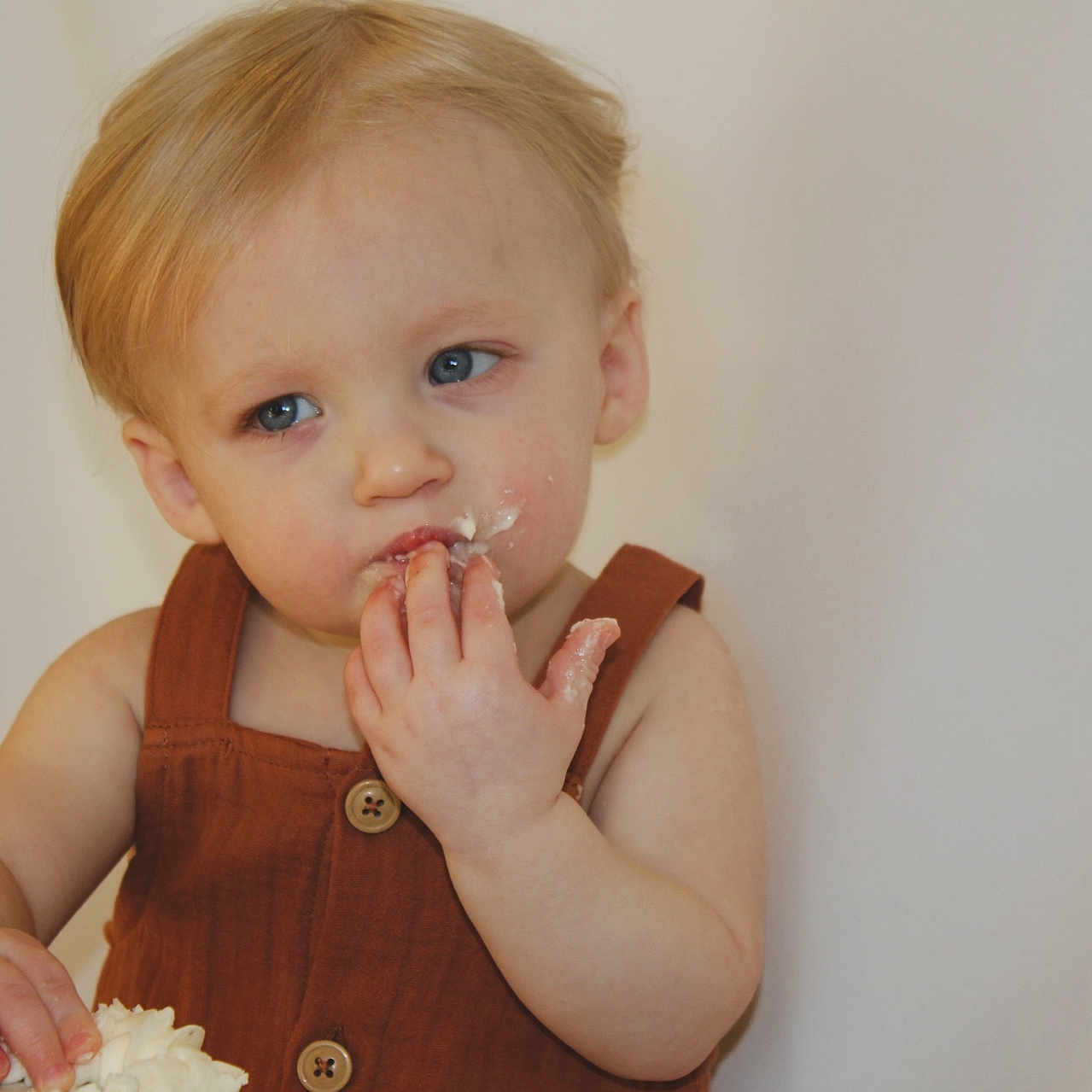 Keaton joined the competition — help win amazing prizes! baby, biting, bodypart, eating, face, finger, food, hand, head, nail, person, photography, portrait