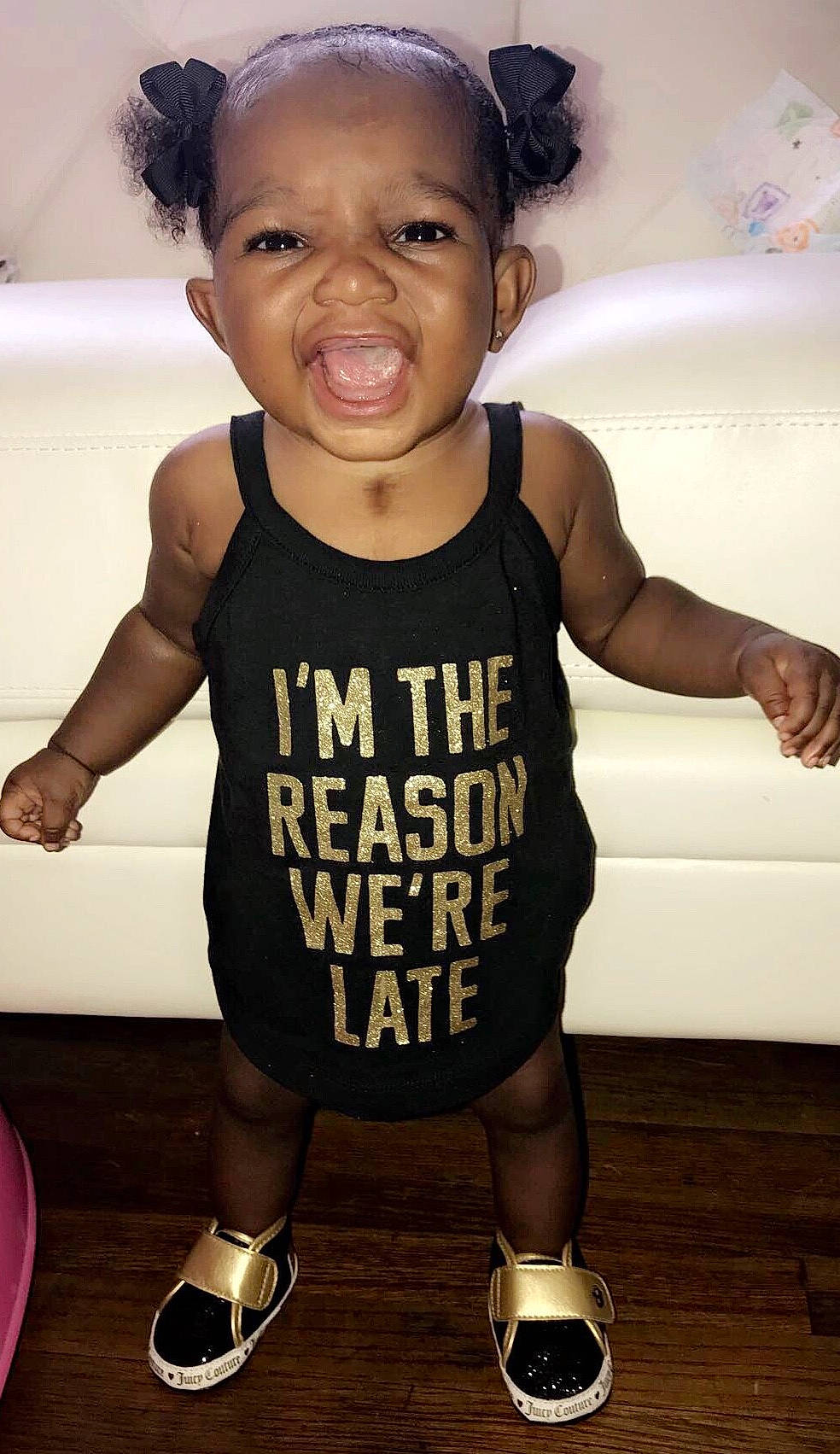 Paisleigh is registered to the contest to win money with this photo: baby, baby_toddler_clothing, child, child_model, happy, joy, person, smile, t_shirt, toddler