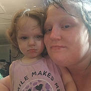 Lillieanna joined the competition — help win amazing prizes! child, woman, selfie, indoor, face, portrait, expression, tired, purple_shirt, text, smiley_face, hair, person, closeup, casual, family, love, affection, skin, head