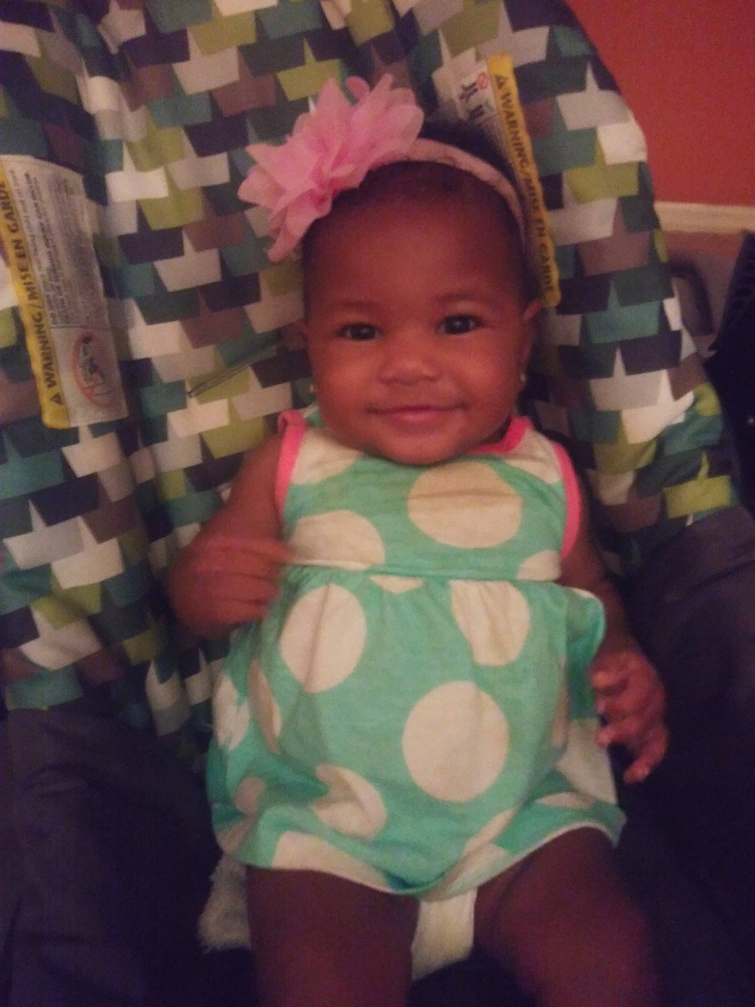 Legaci is registered to the contest to win money with this photo: baby, baby_toddler_clothing, cheek, child, eye, face, forehead, fun, head, iris, joy, pattern, person, pink, skin, smile, toddler