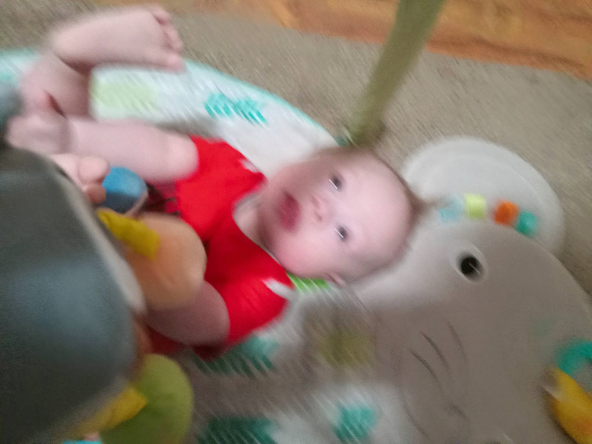 Conner joined the competition — help win amazing prizes! baby, baby_products, baby_toys, cheek, child, doll, flooring, fun, happy, leisure, pattern, person, plastic, play, room, smile, stuffed_toy, toddler, toy, wood