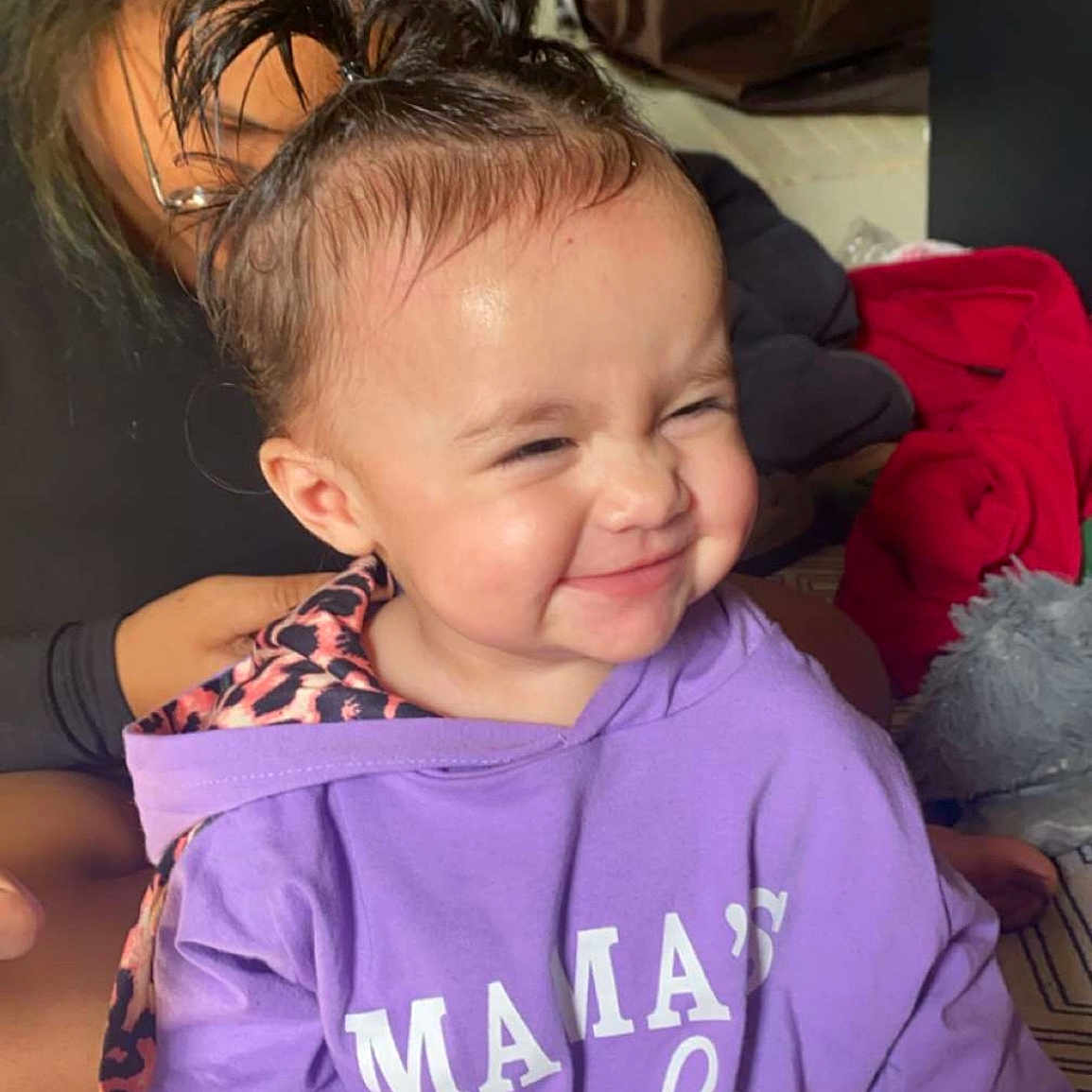 Kaila joined the competition — help win amazing prizes! accessories, baby, child, clothing, coat, earring, face, female, girl, happy, head, jacket, jewelry, people, person, photography, portrait, purple, smile, t_shirt
