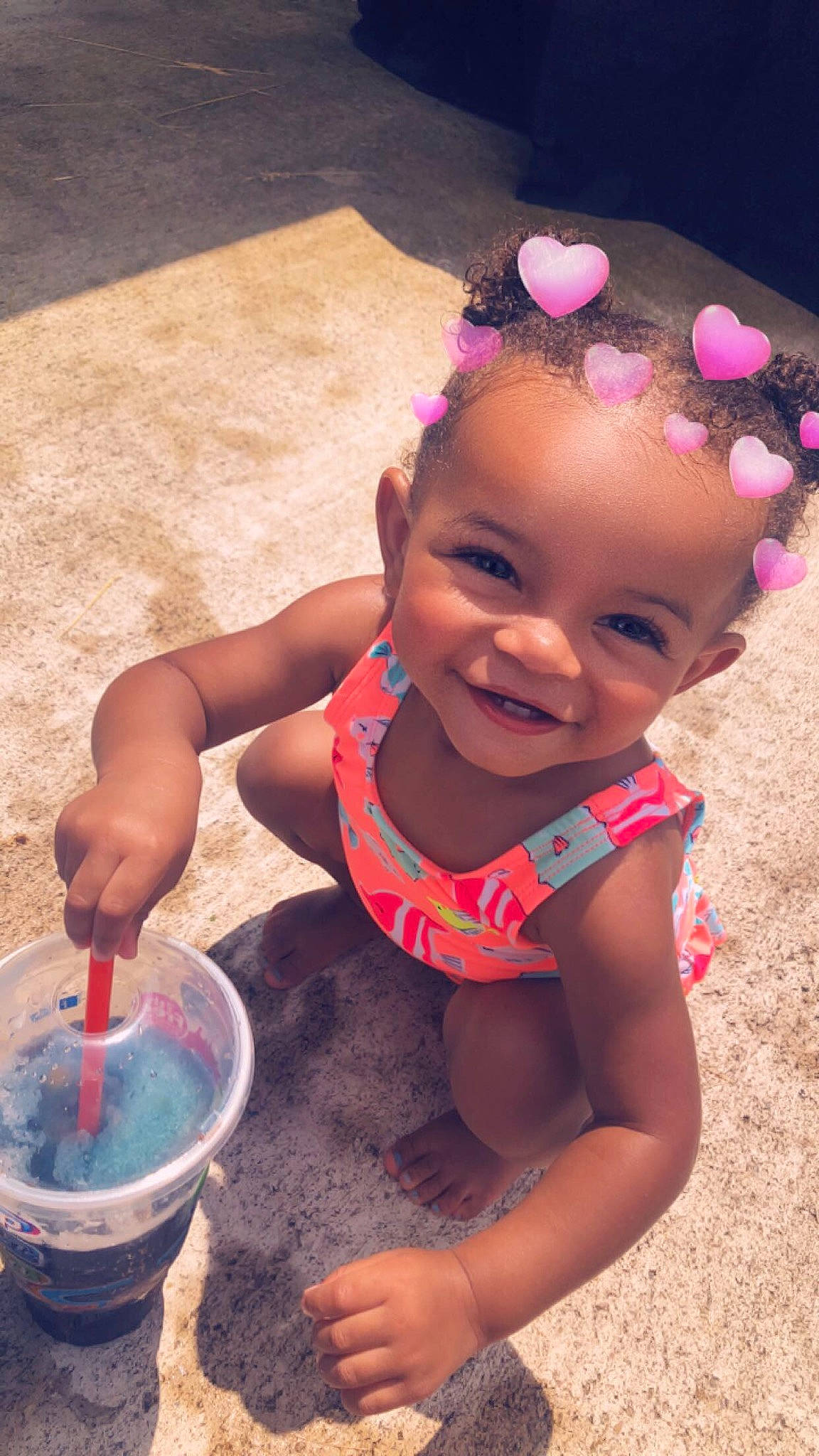 Ahlaya is registered to the contest to win money with this photo: child, fun, girl, happiness, headgear, infant, joy, person, pink, play, skin, smile, toddler, vacation