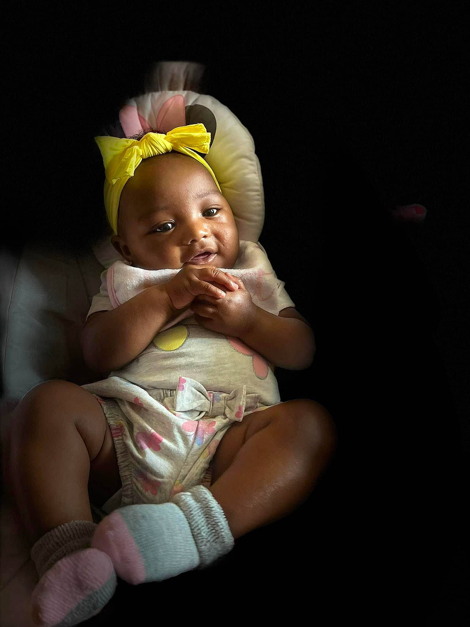 Kailani joined the competition — help win amazing prizes! abdomen, baby, baby_toddler_clothing, brassiere, chair, chest, comfort, event, eye, finger, flash_photography, fun, happy, human_leg, knee, person, skin, stomach, thigh, toddler