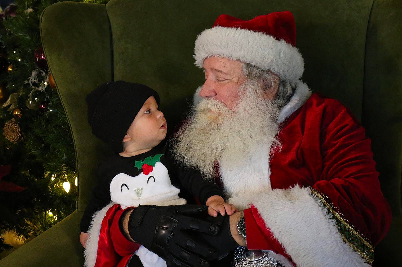 Zyan is registered to the contest to win money with this photo: beard, christmas, christmas_tree, event, eye, facial_hair, fictional_character, fun, fur_clothing, happy, hat, headwear, holiday, human_body, lap, outerwear, people, person, red, santa_claus