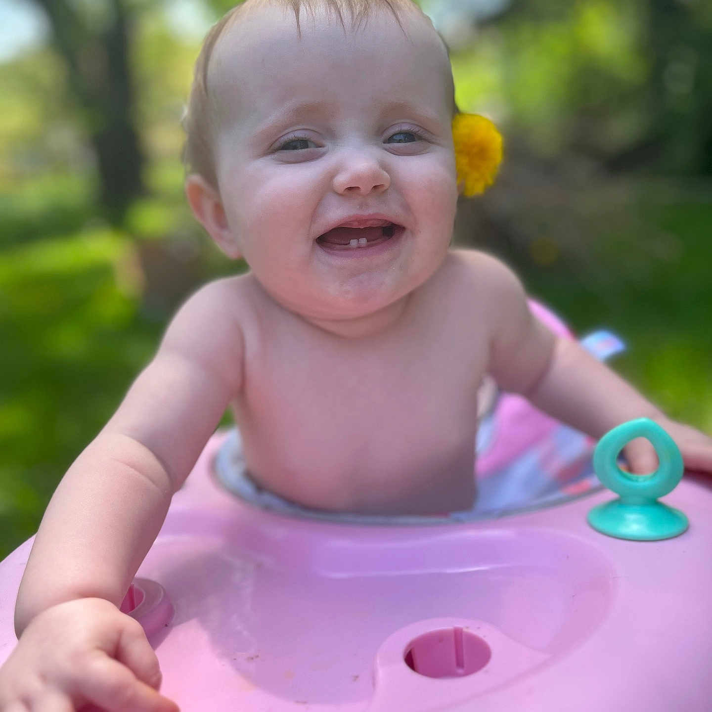 Adalae is registered to the contest to win money with this photo: baby, babylaughing, face, flower, grass, happy, head, laughing, nature, outdoors, person, petal, photography, plant, playarea, portrait, purple, smile, summer, toy