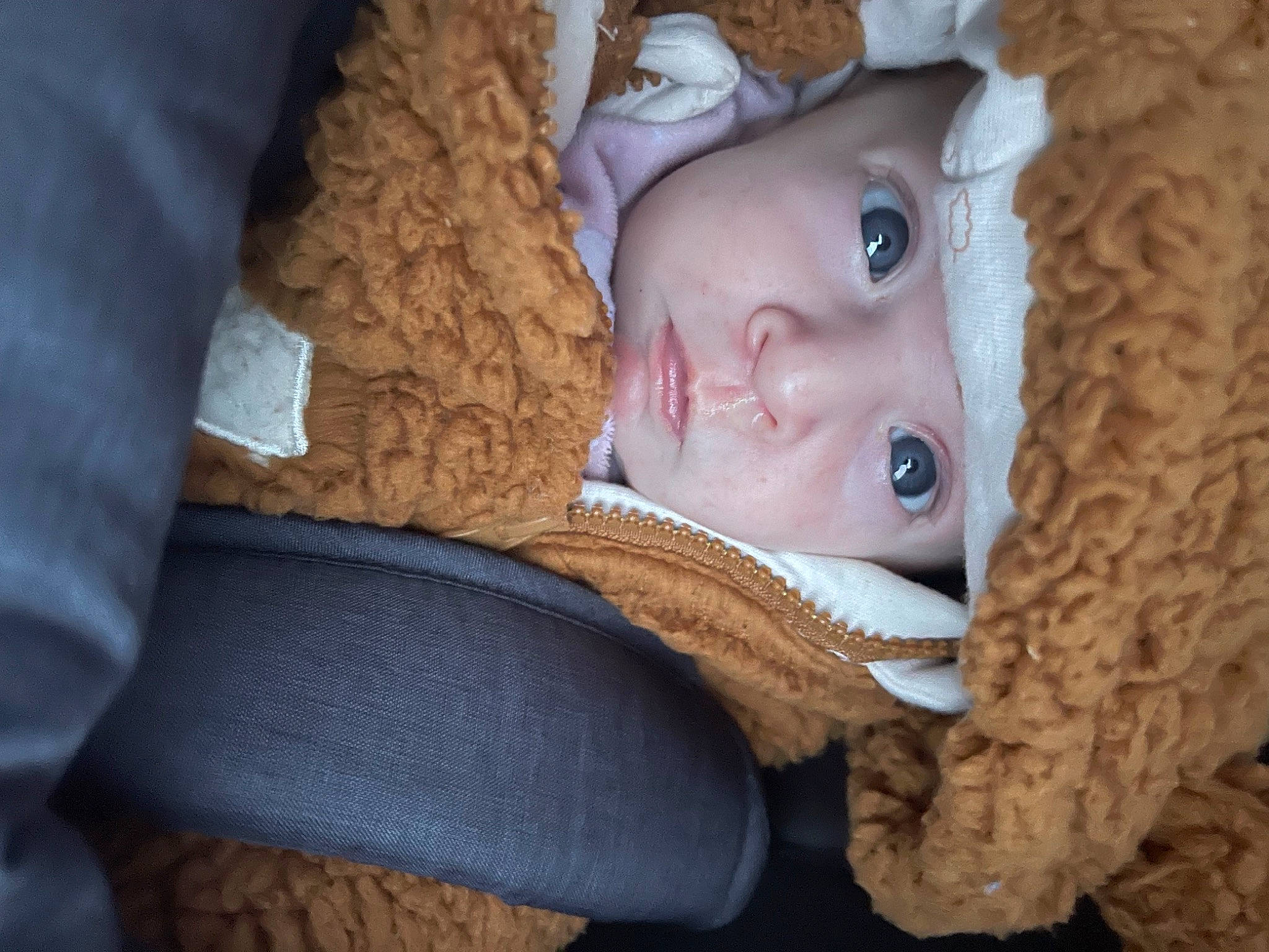 élyne participe au concours pour gagner de l'argent avec cette photo : baby, cap, cheek, comfort, eyelash, face, finger, head, headgear, headwear, human_body, iris, linens, lip, neck, nose, person, skin, sleeve, textile