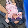 Adelyn joined the competition — help win amazing prizes! accessory, baby, casual, cherry_pattern, child, cute, fashion, footwear, funny, holding, infant, lap, mittens, outdoor, person, pink_outfit, relaxed, summer, sunglasses, wooden_deck