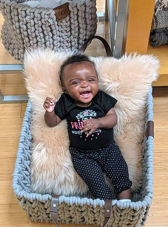 Ayvah joined the competition — help win amazing prizes! basket, child, fur, fur_clothing, outerwear, person, toddler, wicker, wool