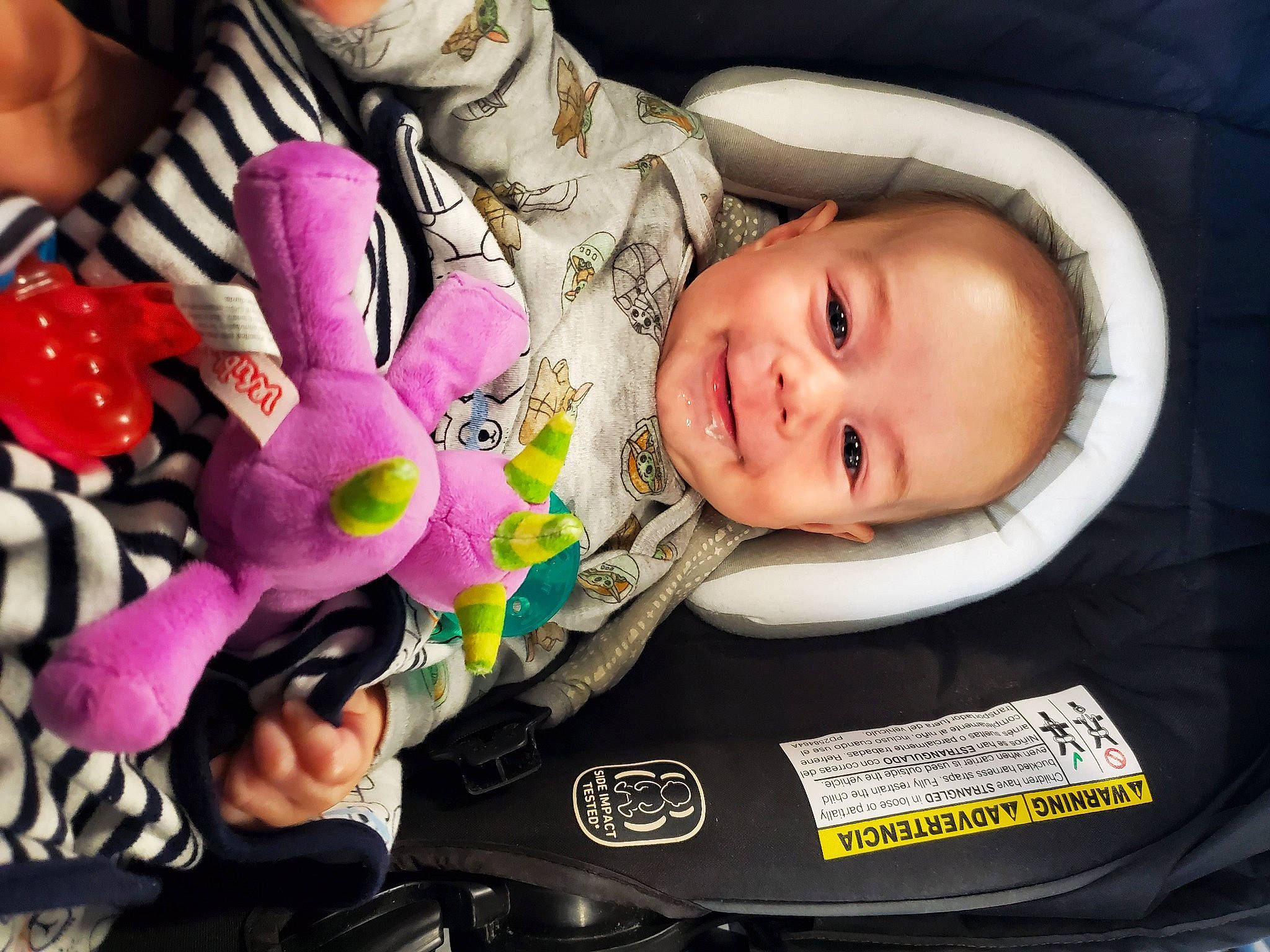 Jaxson is registered to the contest to win money with this photo: baby, baby_products, baby_toddler_clothing, carmine, cheek, child, comfort, eye, facial_expression, fun, happy, joy, mouth, person, plush, room, skin, smile, stuffed_toy, textile