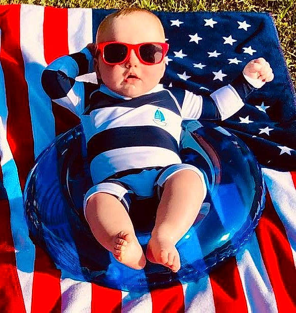 Miles joined the competition — help win amazing prizes! child, cool, eyewear, fictional_character, flag, flag_of_the_united_states, fun, glasses, person, sunglasses, textile, toddler