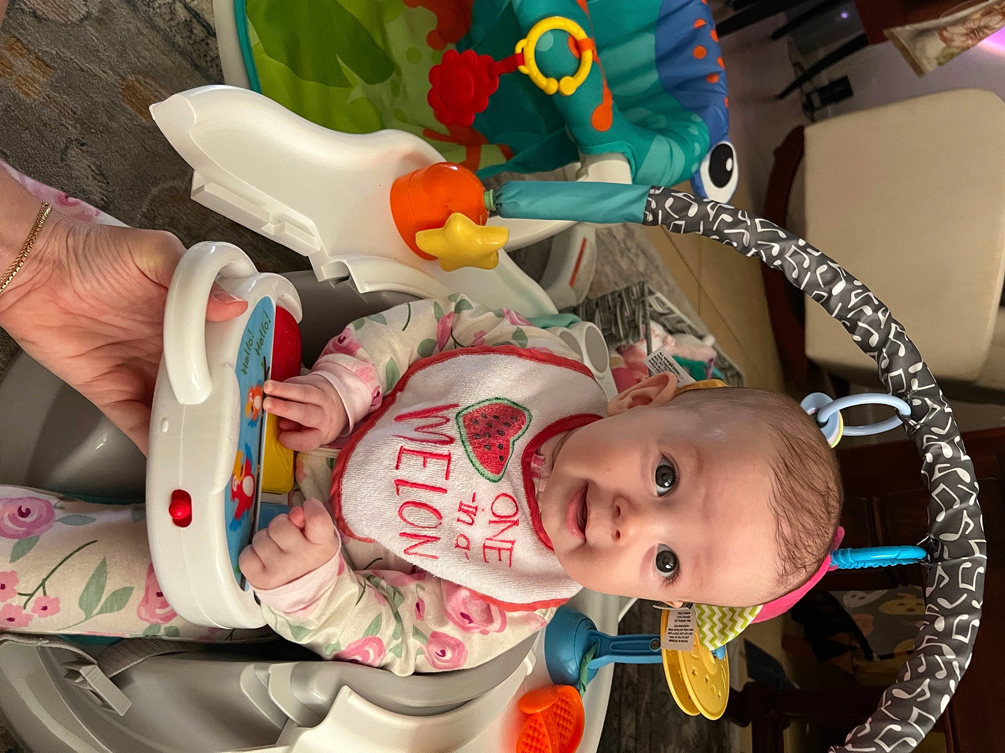 Madeline joined the competition — help win amazing prizes! art, baby, baby_products, baby_safety, baby_toddler_clothing, baby_toys, bed, cheek, child, fictional_character, fun, mouth, organ, person, plastic, play, plush, room, stuffed_toy, surprise