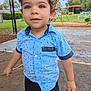Yeshua is registered to the contest to win money with this photo: blue_shirt, boy, casual_clothing, child, curly_hair, daylight, eyes, face, grass, nature, outdoor, pants, park, playground, portrait, short_sleeve, smile, stick, toddler, young_child