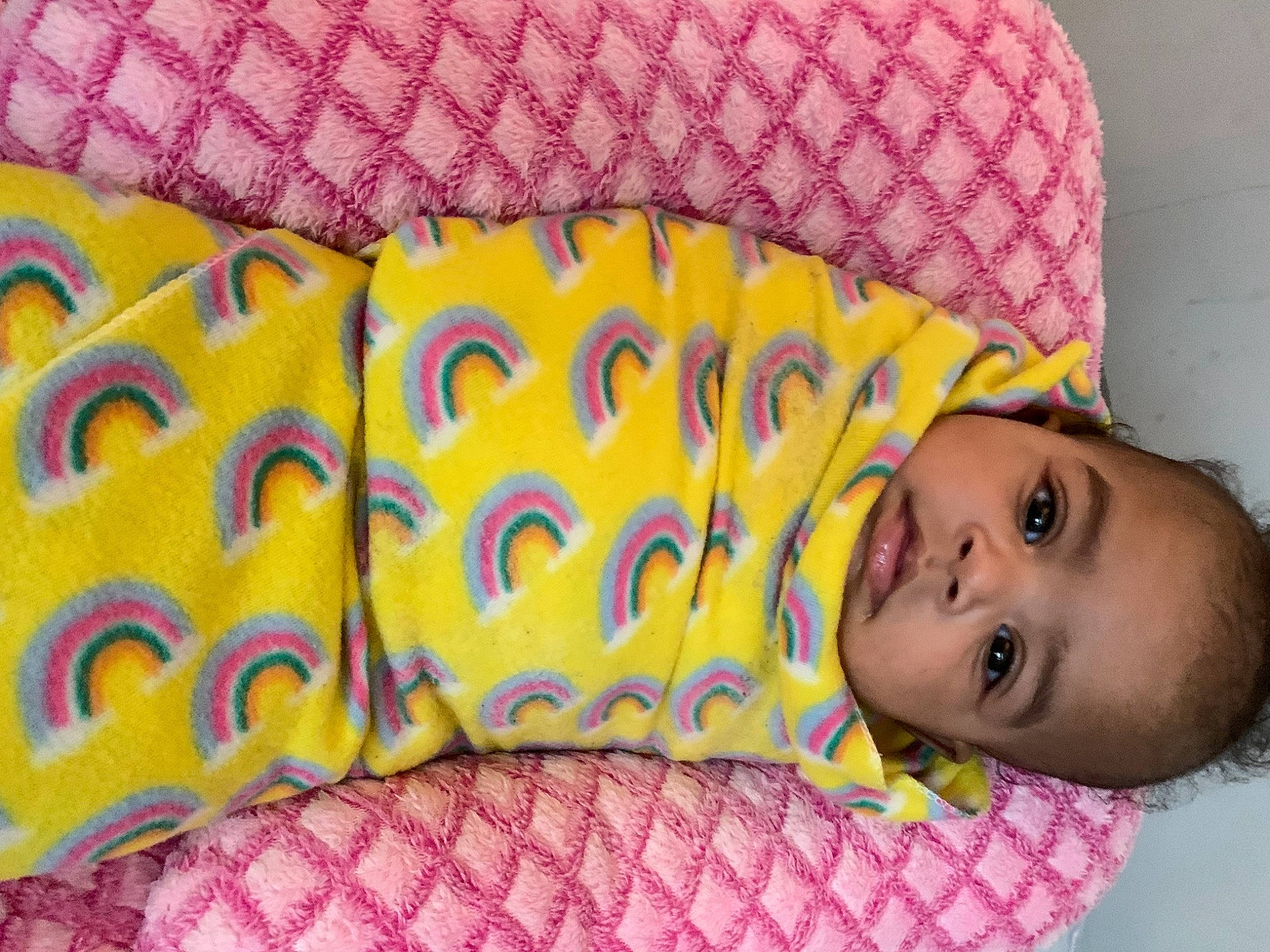 Myla is registered to the contest to win money with this photo: beauty, eye, happy, head, headgear, human_body, magenta, mammal, mouth, orange, organ, pattern, person, pink, product, skin, smile, textile, toddler, vertebrate