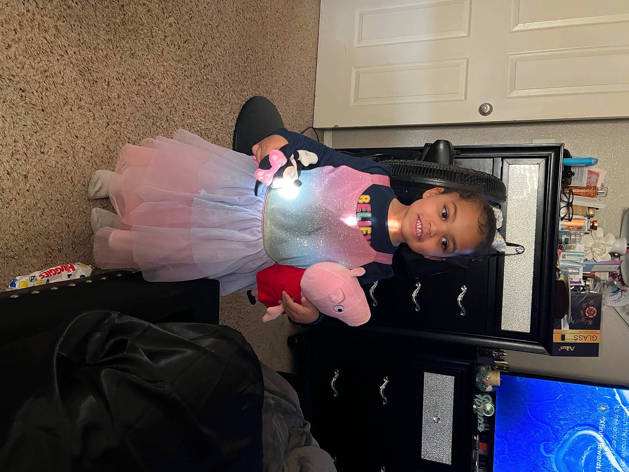 Jayla joined the competition — help win amazing prizes! cabinetry, carmine, child, costume, cupboard, display_device, drawer, flooring, fun, joy, kitchen_appliance, luggage_and_bags, machine, person, play, room, television, toddler, toy