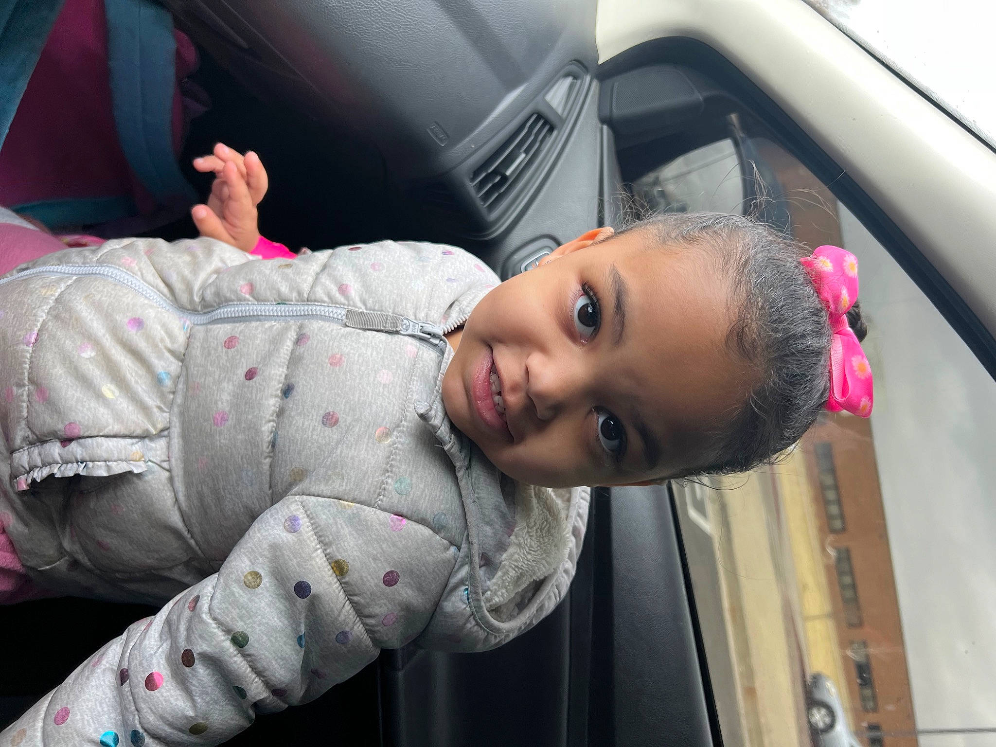 Jayla is registered to the contest to win money with this photo: auto_part, automotive_design, automotive_exterior, automotive_window_part, baby, car, car_seat, child, family_car, fun, happy, joy, luxury_vehicle, motor_vehicle, people, person, smile, street_fashion, toddler, vehicle_door